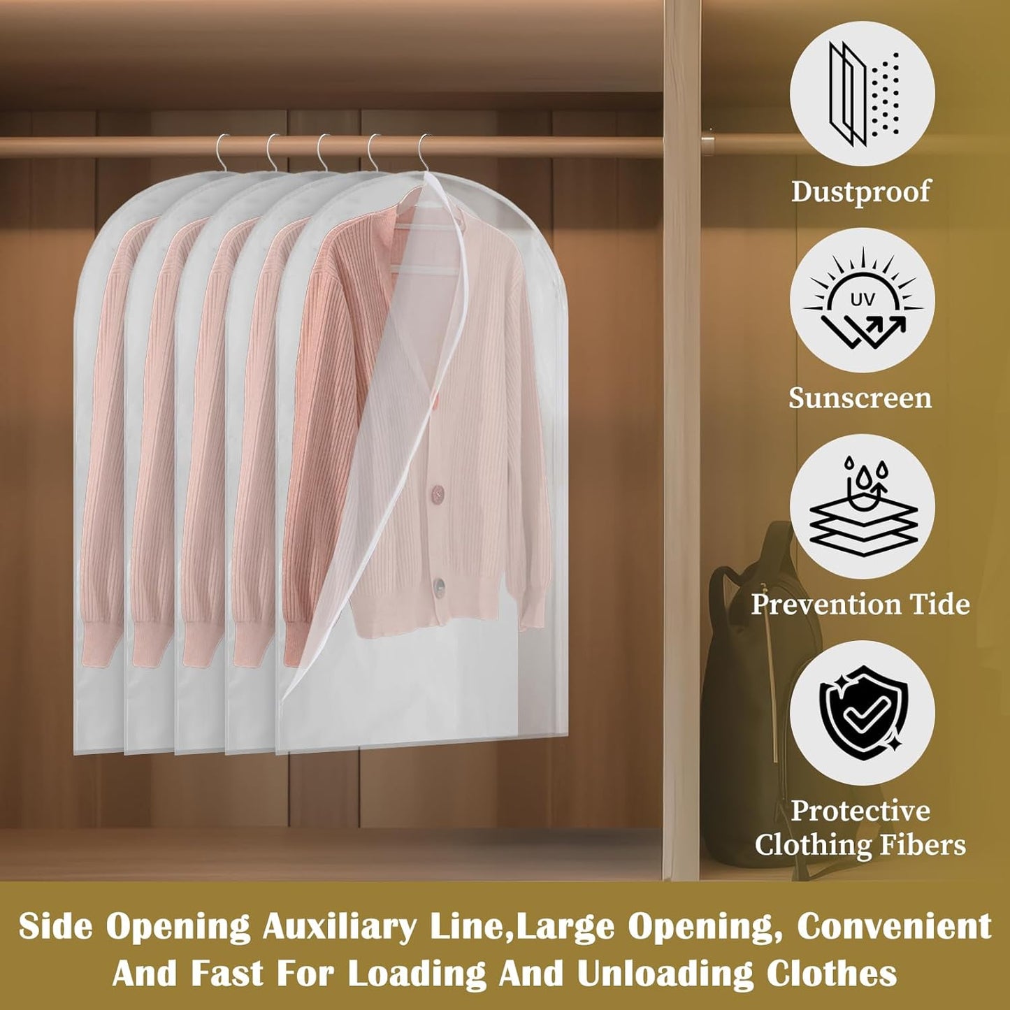 10 Pack Clear Garment Bags for Hanging Clothes, 40in Zipper Suit Bags for Closet Storage, Dusts Proof Hanging Plastic Clothes Cover for Shirt, Sweater Closet Storage