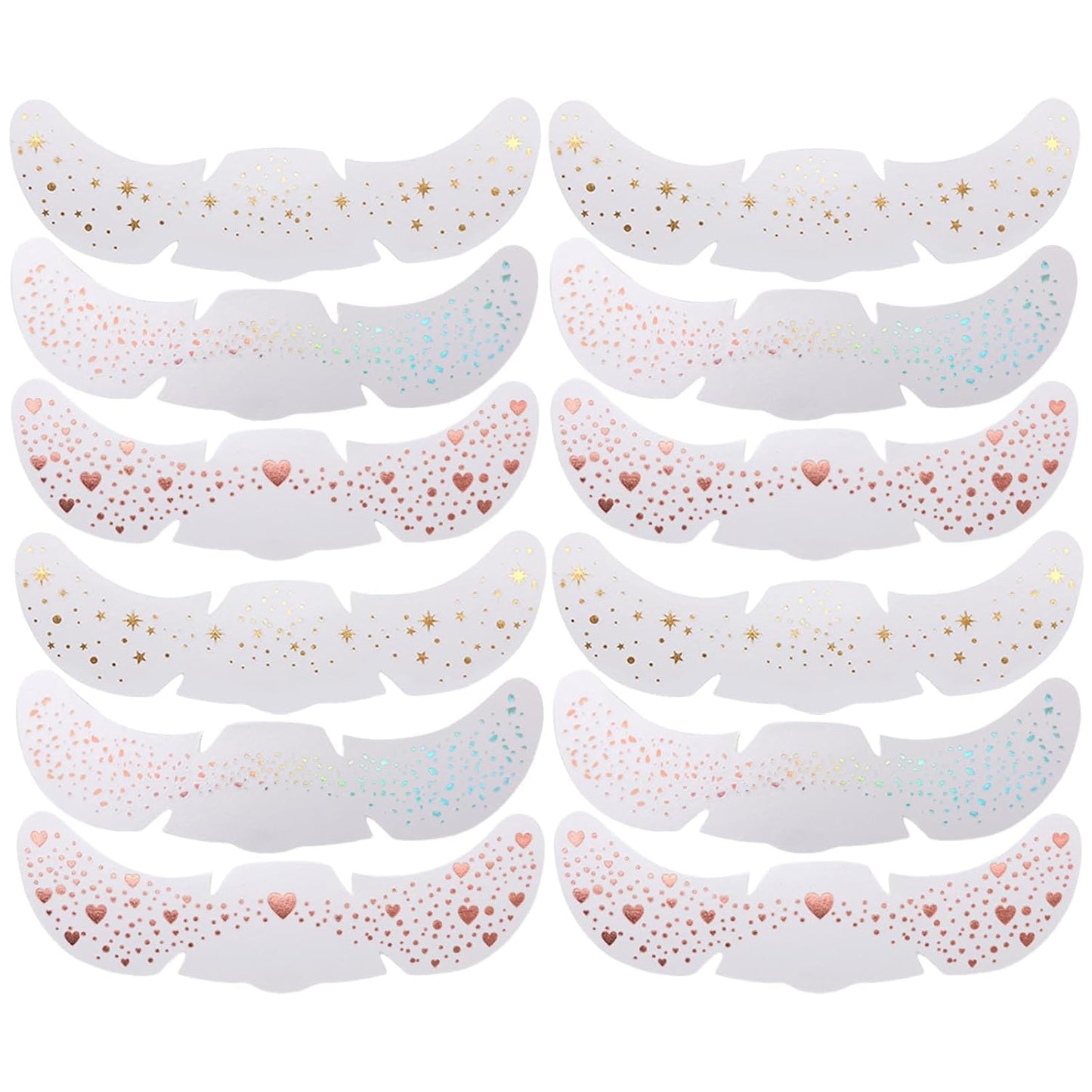 12 Sheets Glitter Freckles Stickers for Face and Body, Holographic Star and Heart Face Tattoo for Women and Girls, Long Lasting Waterproof Festival Rave Makeup Accessories