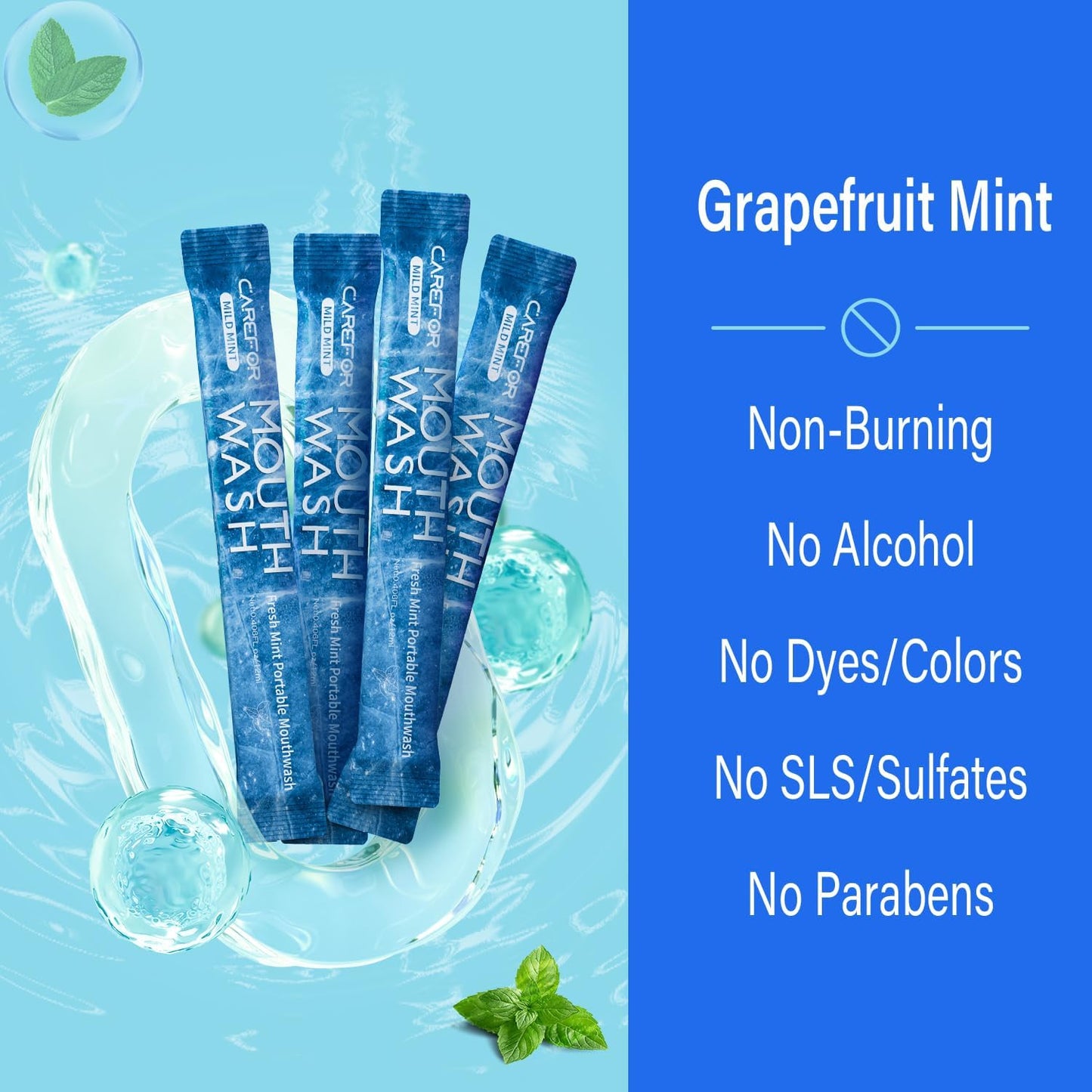 Mouthwash Travel Size, Portable Fresh Breath Mouthwash, Alcohol-Free, ICY Mint Flavor, Mini Pack – to Go for On-The-Go Freshness, Bulk Packets 0.41 Fl Oz (Pack of 60)