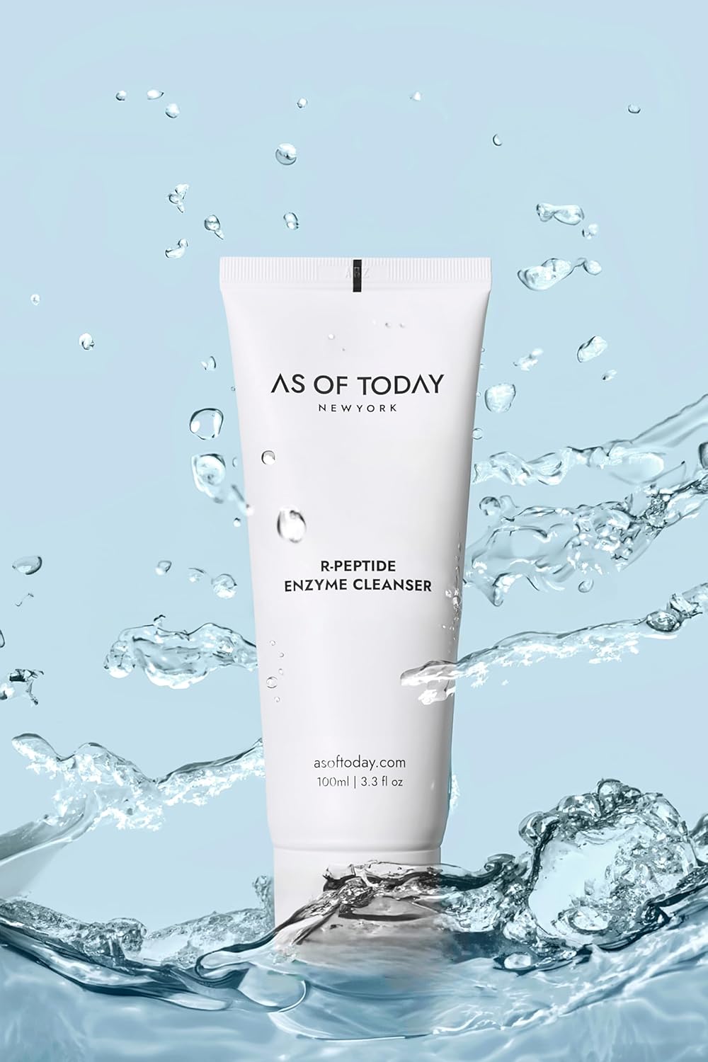 AS OF TODAY R-Peptide Enzyme Cleanser | Gentle Daily Face Wash with Peptides & Plant Enzymes | Hydrating Brightening Non-Foaming Cleanser for Sensitive & Dry Skin | Clean Beauty 3.3 fl oz