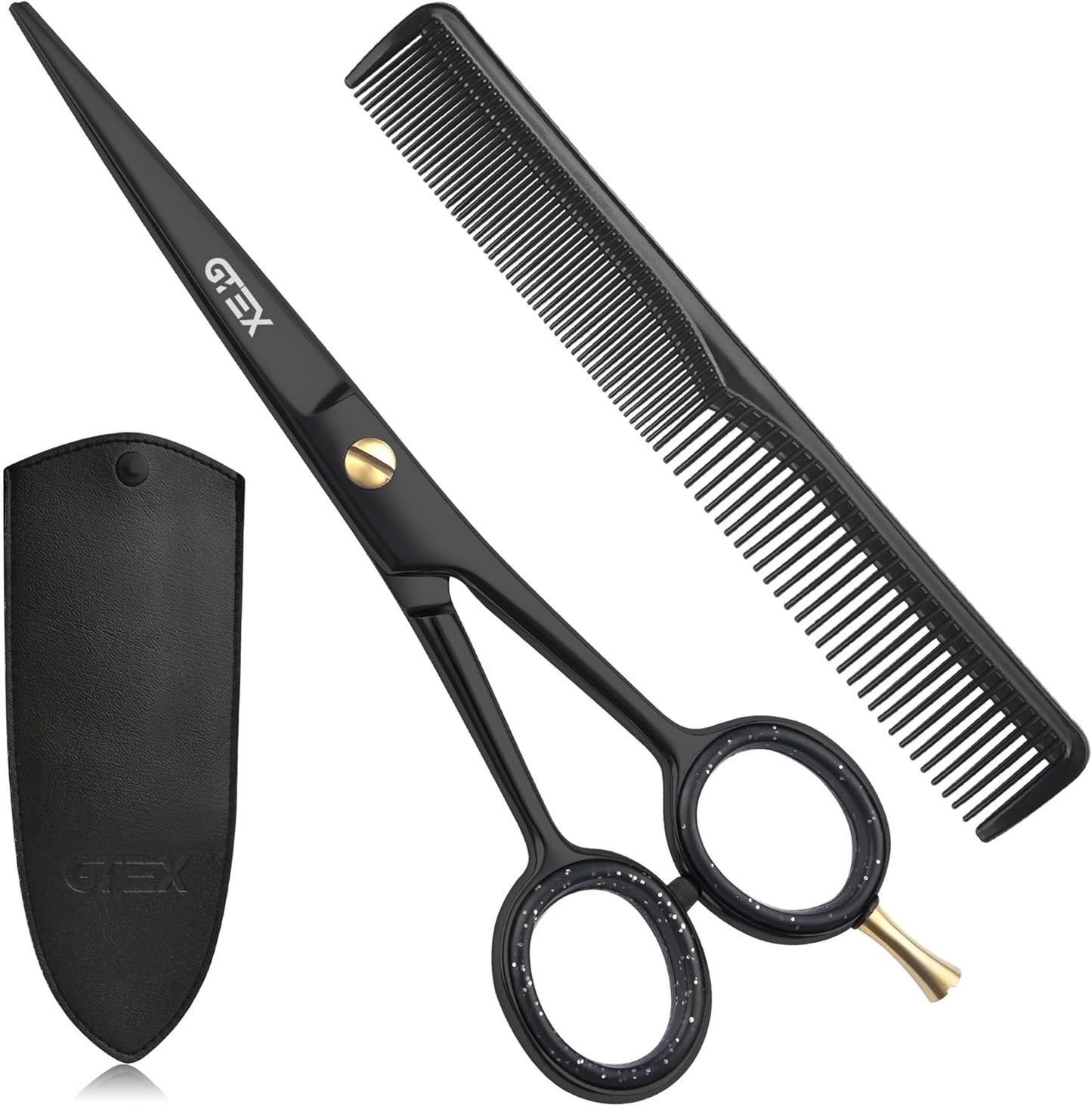 GTEX Hair Scissors, 6.5 inch Black Professional Hair Cutting Scissors for Women Men Adults - Barber Scissor Hair Shears - Super Sharp Haircut Scissor - Tijeras De Peluqueria Profesional