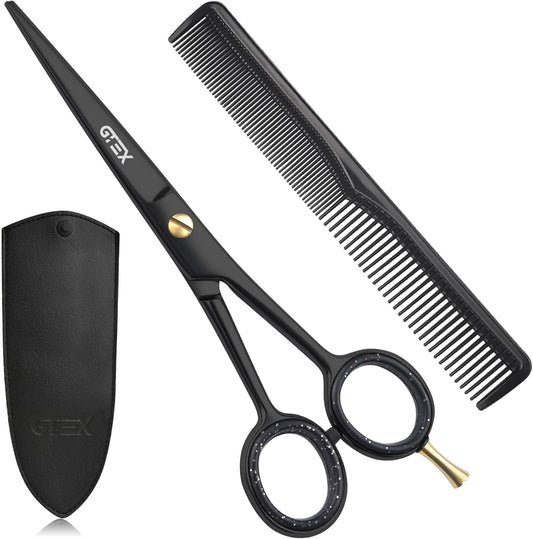 GTEX Hair Scissors, 6.5 inch Black Professional Hair Cutting Scissors for Women Men Adults - Barber Scissor Hair Shears - Super Sharp Haircut Scissor - Tijeras De Peluqueria Profesional