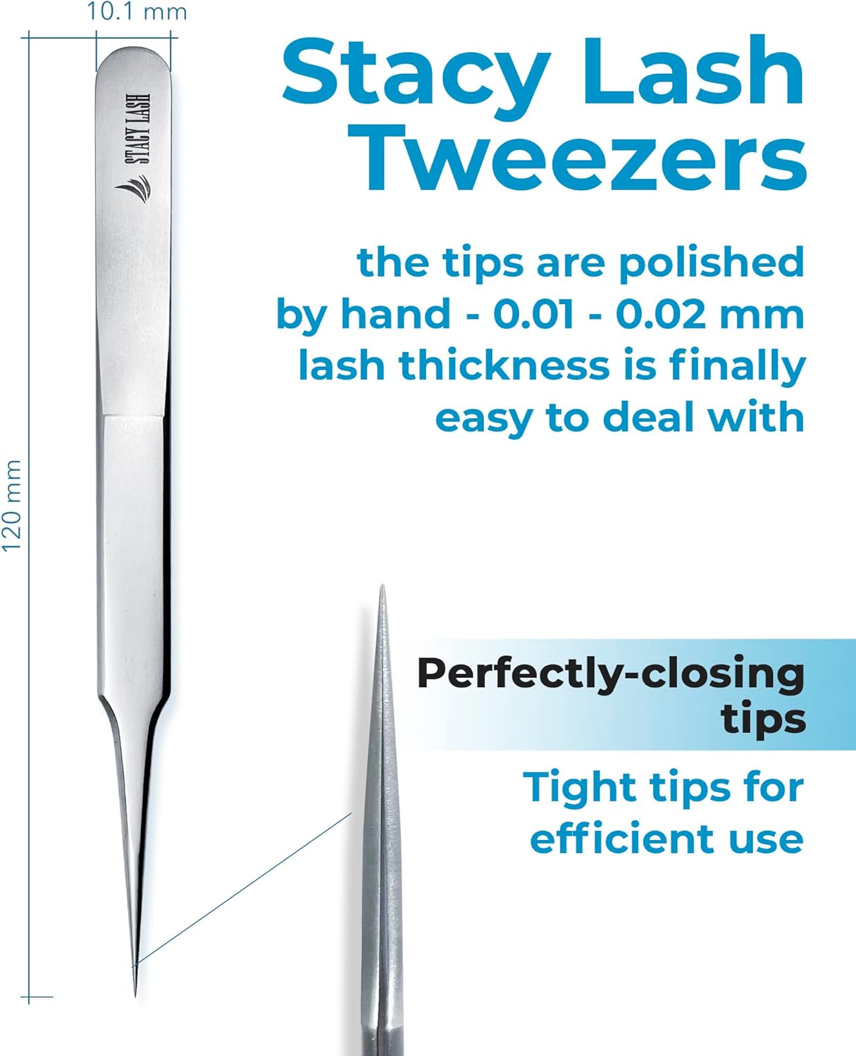 Stacy Lash STL-4 Isolation Eyelash Extension Tweezers/Supplies for Classic Extensions & Individual False Mink Lashes/Precision Eyelashes Separator Tool/Beauty Accessories/Sharp Tweezer Tip