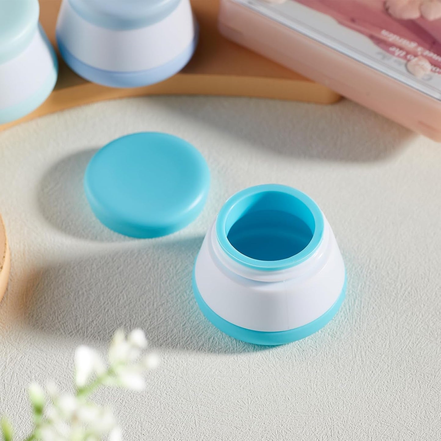 INSFIT Travel Containers for Toiletries, TSA Approved Silicone Cream Jars, Leakproof Travel Accessories with Lids