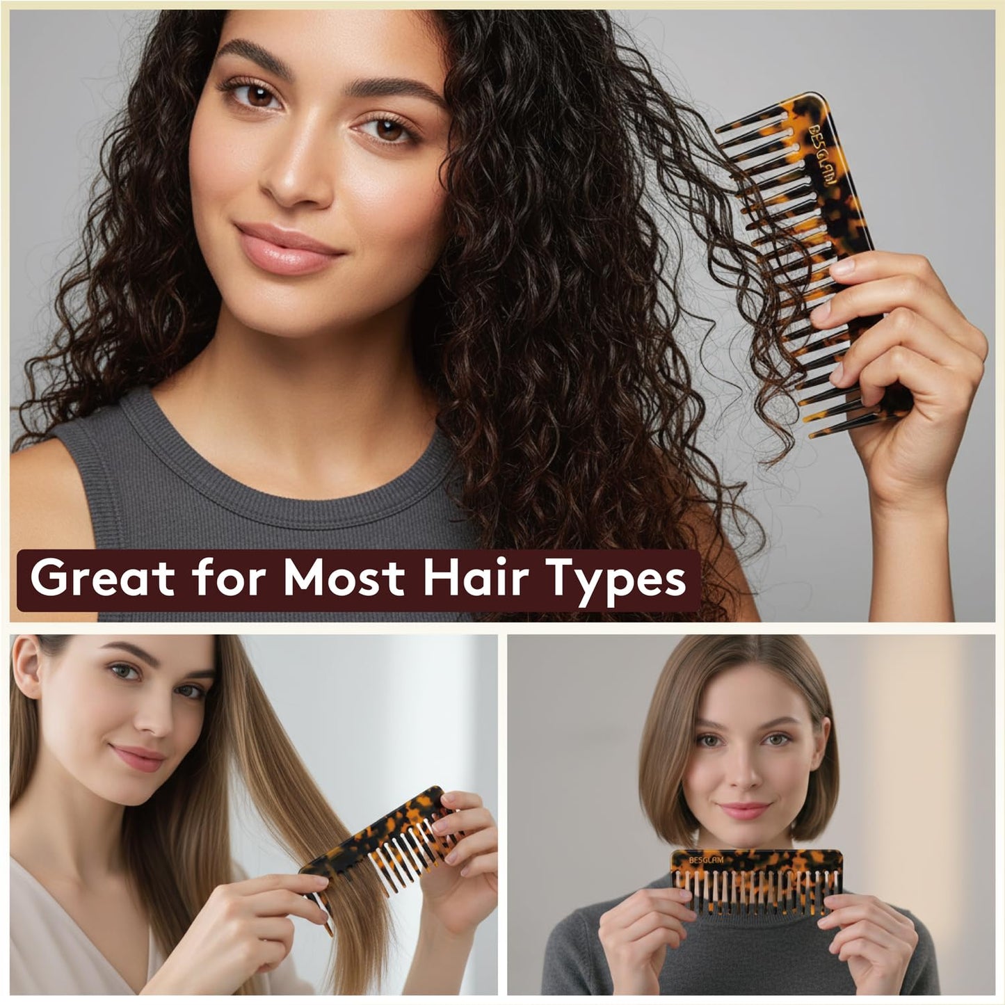 Wide Tooth Comb for Curls & Thick Hair - Large Detangling Comb for Women, 6 Inch Full-hand Length Acetate (Anti-Static), Wet/Dry Use, Reduces Breakage, (Tokyo)