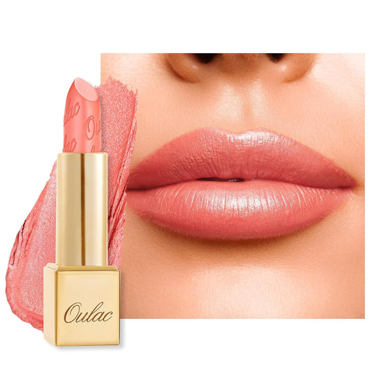 Oulac Matte Coral Lipstick with Glow Metallic Finish - Vegan Lipstick for Women, Creamy Texture, Hydrating Clean Beauty Formula, High-End Magnetic Hook Design, GM11 Aurora