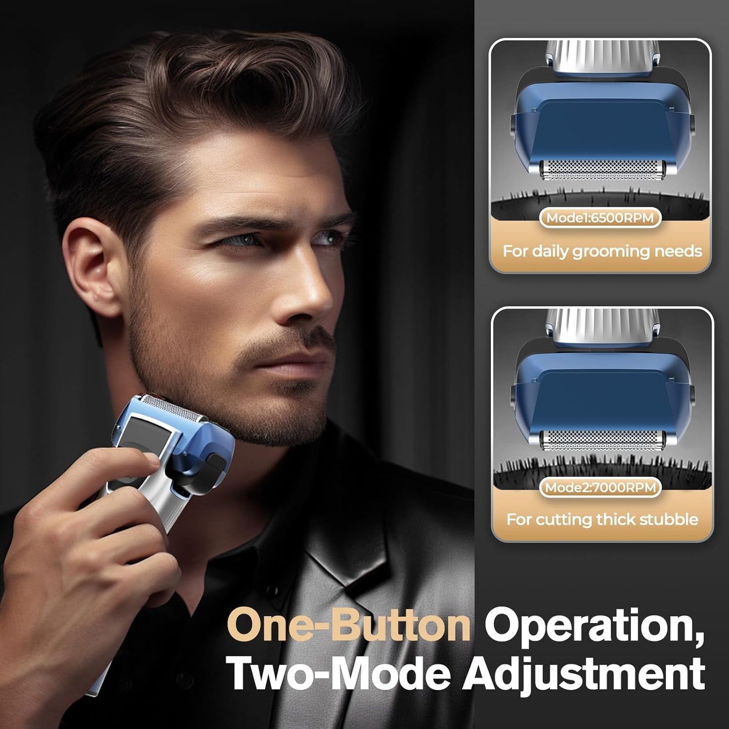 5-Blade Cordless Electric Razor for Men, 2-Speed Electric Shavers for Men Face, Close Shaving Men's Foil Shaver for Coarse Hair Wet/Dry USB-C Fast Charging &100 Min Runtime - Travel-Ready & Giftable