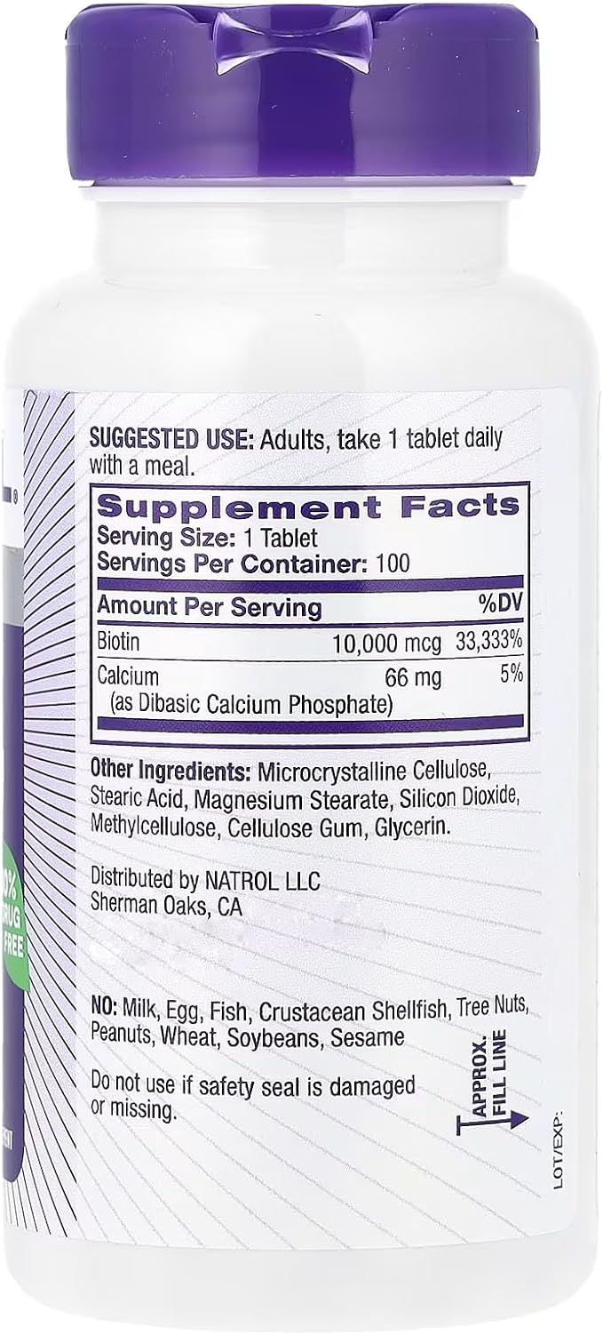Natrol Biotin Max 10000 Mcg, 100 Tablets