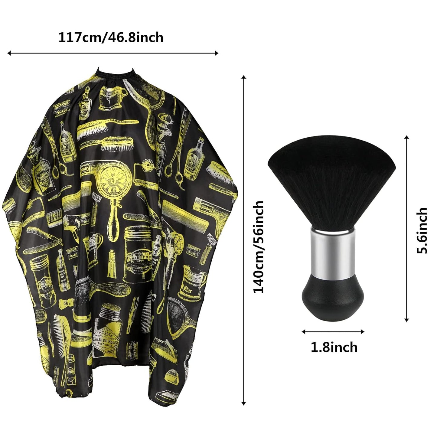 FEBSNOW Professional Hair Cutting Cape with Neck Duster Brush, Salon Barber Cape, Hair Cutting Accessories (Yellow Floral Print)