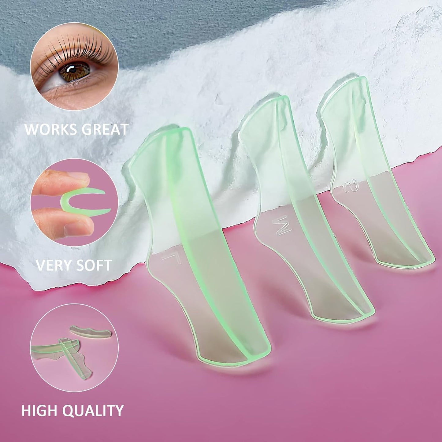 Libeauty Eyelash Lift Pad Reusable Silicon Lash Perm Rod 6 Sizes C-Curl Eyelash Lifting Shield DIY Use at Home or Salon Lash Perming Tool