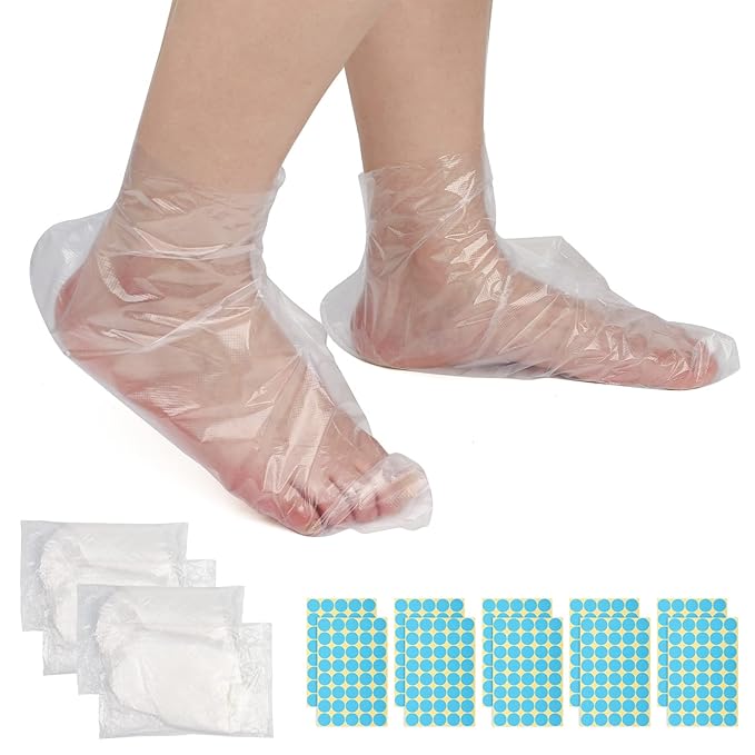 Segbeauty Paraffin Bath Liners for Foot, 400 Counts Plastic Foot Covers, Booties for Feet Thermal Foot Liners, Foot Bags with 400 Snug Closure Stickers for Wax treat-ment Paraffin Wax Machine