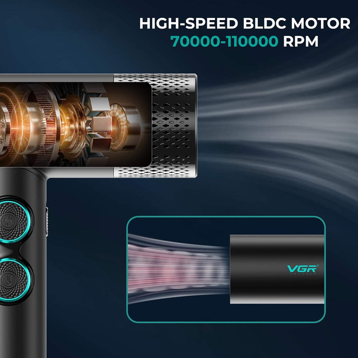 VGR Professional Barber Combo 4 in 1 – 9000RPM Cordless Hair Clipper & Trimmer, Foil Shaver & Hair Dryer Set, All-in-One Grooming Kit for Home & Barber, Premium Haircutting Kit with Travel Case, Black