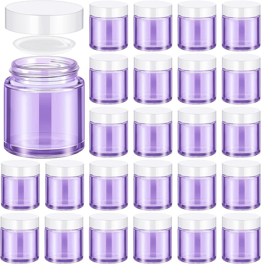 Norme 24 Pcs 4 oz Glass Jars with Lids Leakproof Round Airtight Empty Cosmetic Jars with Inner Liners Lid for Storing Lotions Powder Ointments Candle Making Tins (Light Purple)