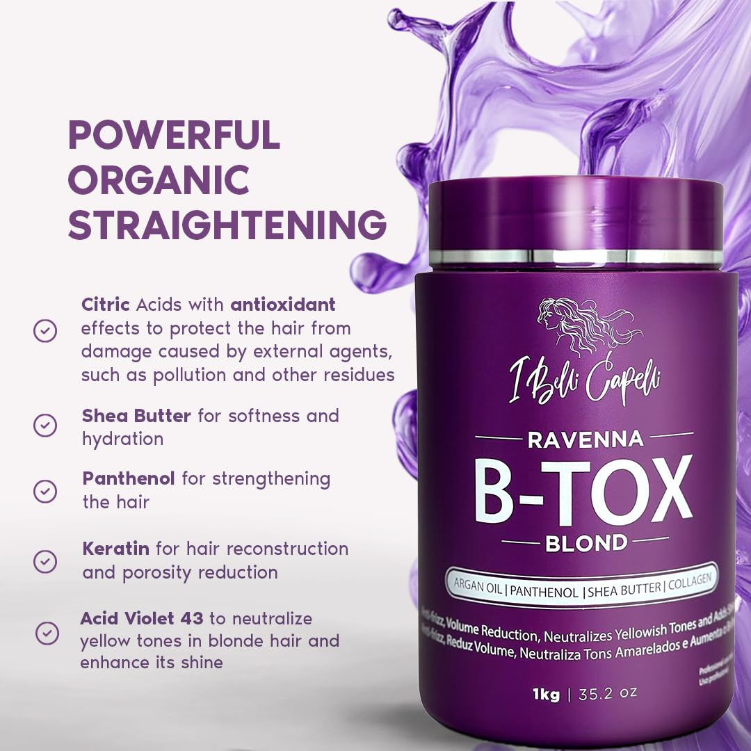 I Belli Capelli Ravenna B-tox Kit - Hair Treatment with Argan Oil Mask 250g, Formaldehyde-Free, Anti-Frizz and Smoothing for Blond Hair (1 B-tox + 1 Mask)