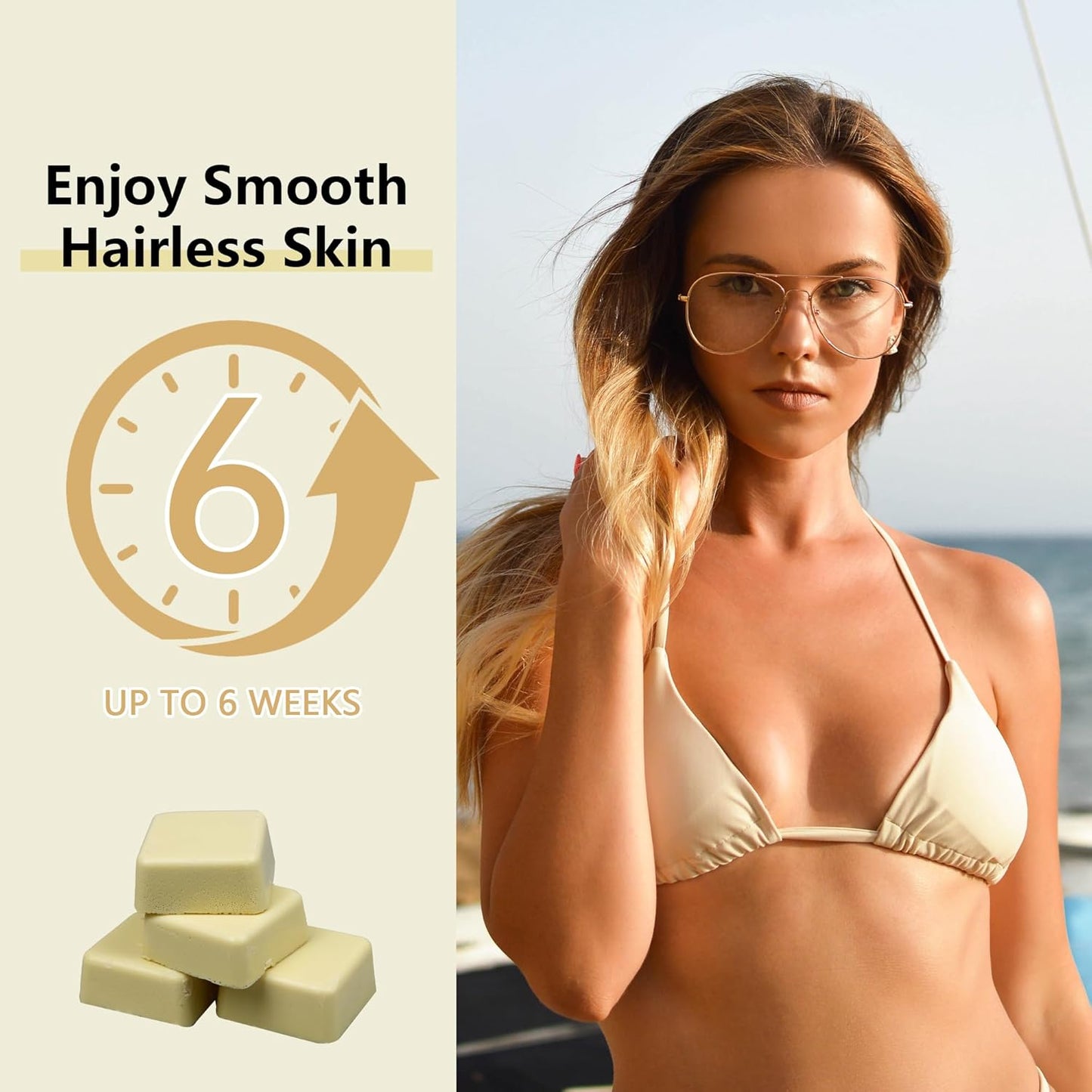 1 lb Wax Blocks for Hair Removal, Unscented Hard Wax for Sensitive Skin at Home, Wax Refill Perfect for Eyebrow, Facial, Brazilian Bikini, Legs and Full Body for Women and Men