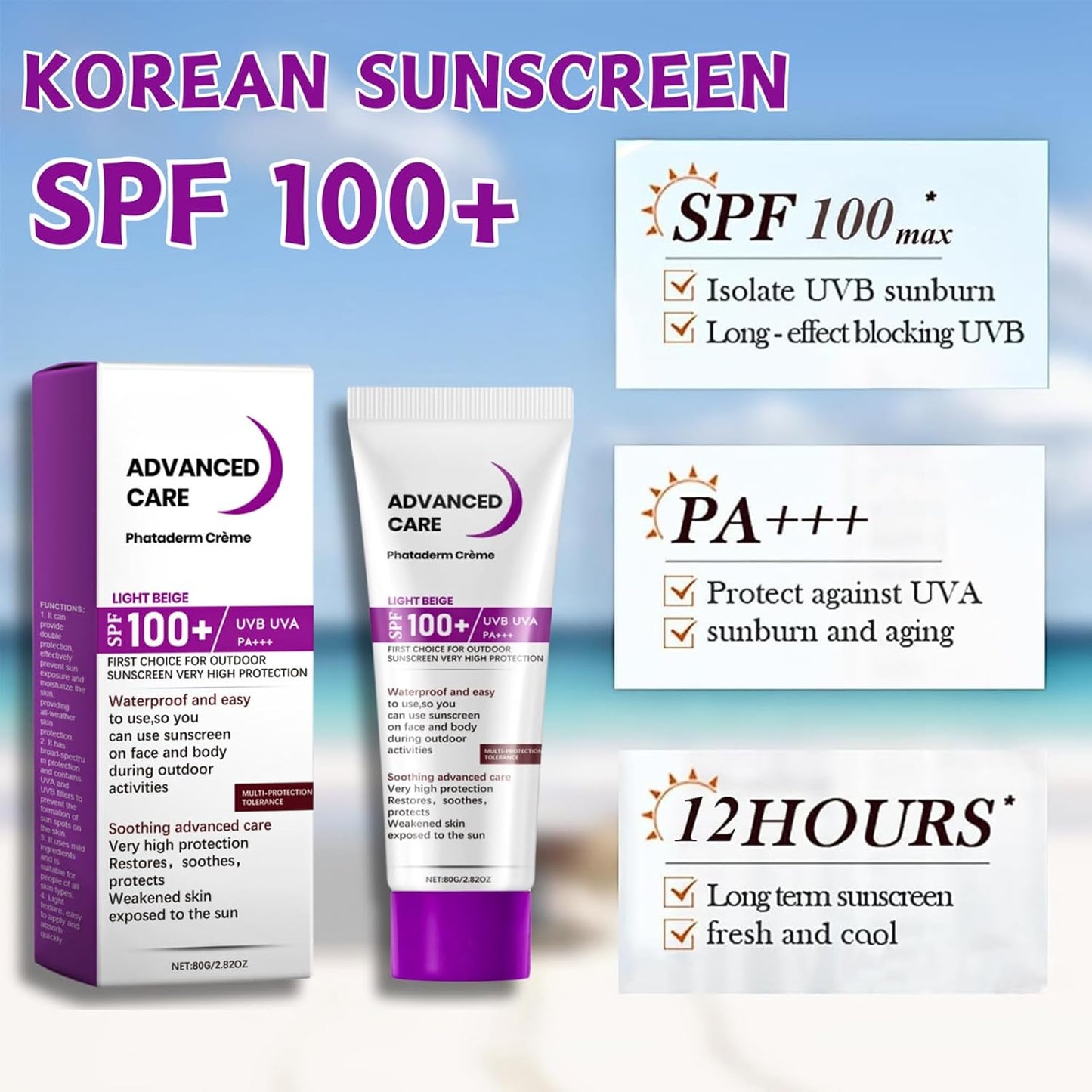 SPF 100 Sunscreen Duo Pack - 2Pcs 80G High SPF Sun Screen Protector for Face & Body - Waterproof Sport Sunscreen Lotion Travel Friendly