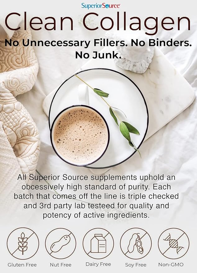 Superior Source Collagen Peptides Hydrolyzed Collagen - from Grass-Fed Cows - Supports Healthy Hair, Skin, Nails, Ligaments & Tendons - Gluten-Free & Dairy-Free - Unflavored, 12.7 oz