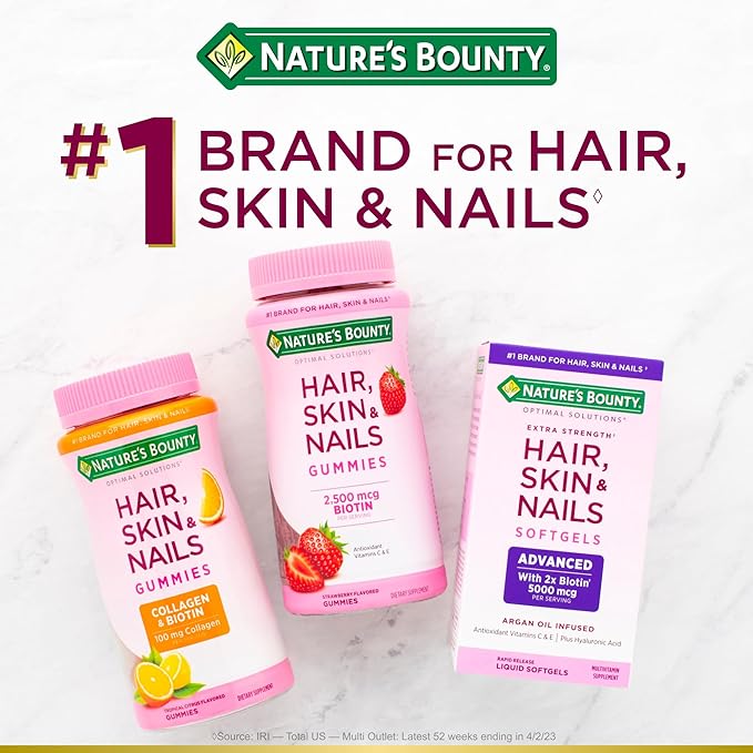 Nature's Bounty Biotin 10000mcg Supplement, Supports Healthy Hair, Skin and Nails, Optimal Solutions Hair Vitamin with Biotin, 90 Rapid Release Liquid Softgels