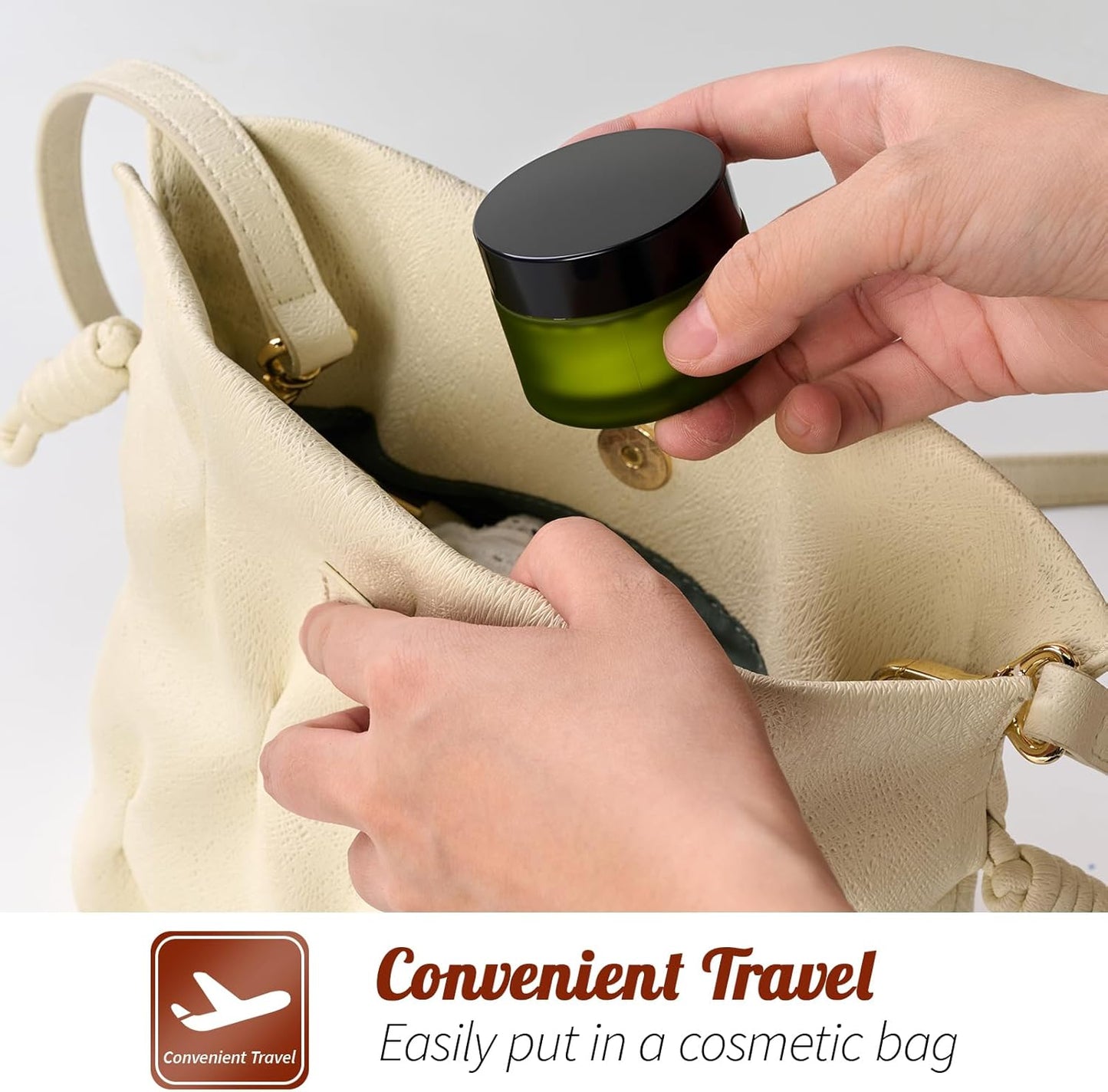 1oz Glass Jar with Lid, Hoa Kinh 25Pack Green Frosted Round Containers Cosmetic with Inner Liners and Black Lids Travel Jars for Storing Lip and Body Scrub, Lotion, Body Butter, Bath Salts, Liquid