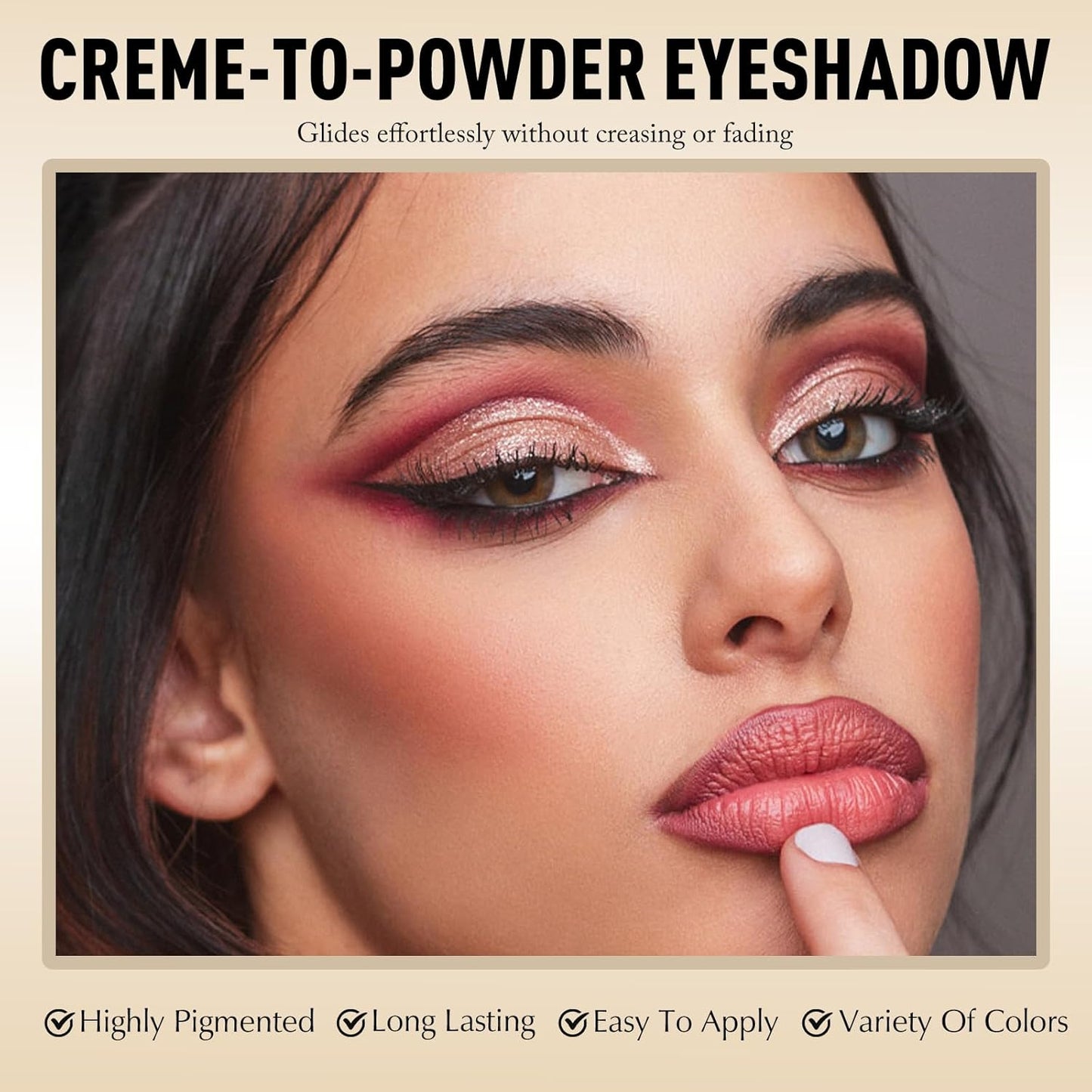 Glitter Eyeshadow Stick - Rose Shimmer Long Lasting Cream Eye Shadow Pencil Buildable Sparkling Face Highlighter Makeup, Lightweight Waterproof & Smudge Proof for Easy Application