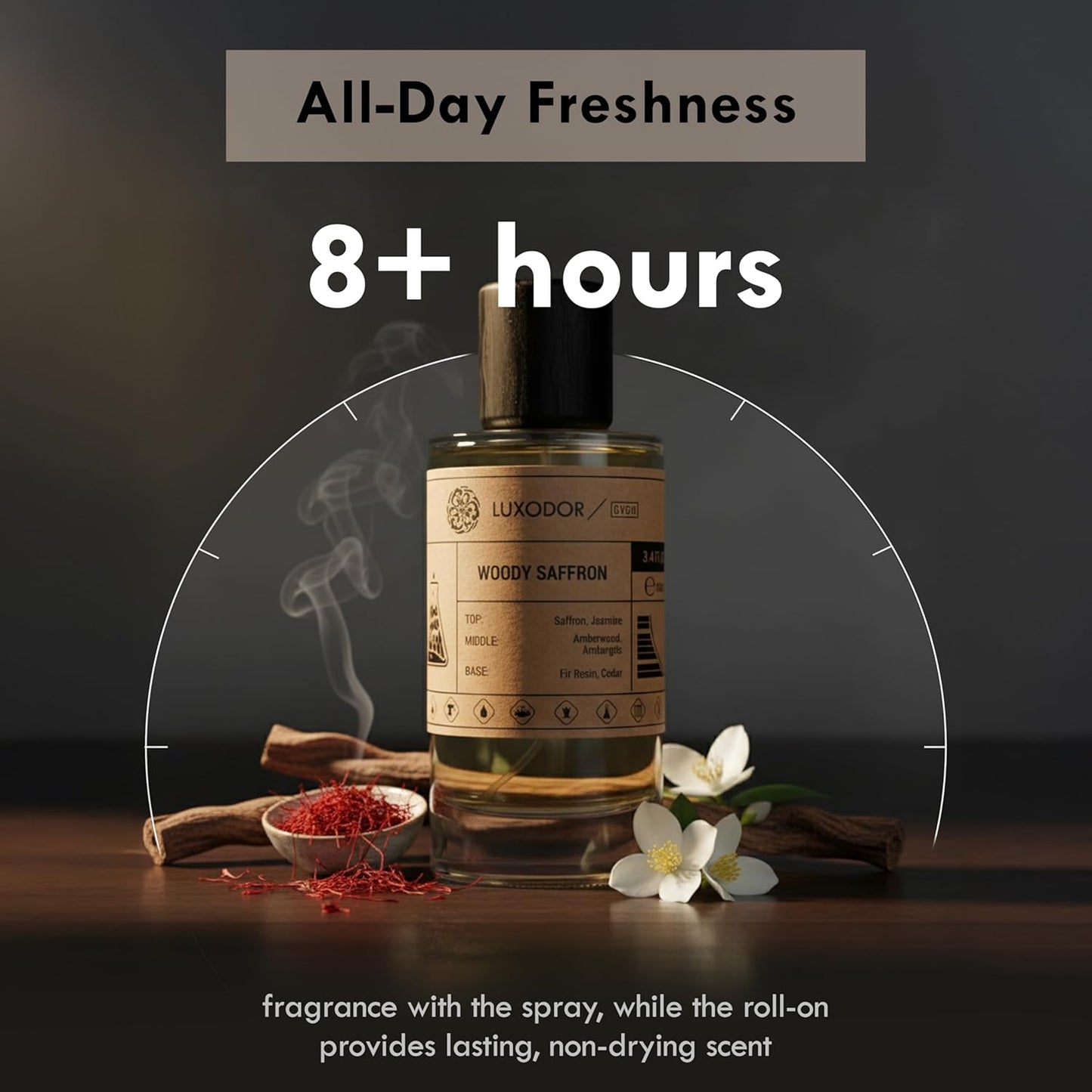 Inspired by MFK Bacarat Rouge 540 - Woody Saffron with 10 ml perfume Oil Roll-On - cologne unisex pheromone perfume – Clean ingredients fragrances – Vegan Paraben Free 3.4 fl. oz (100ml)