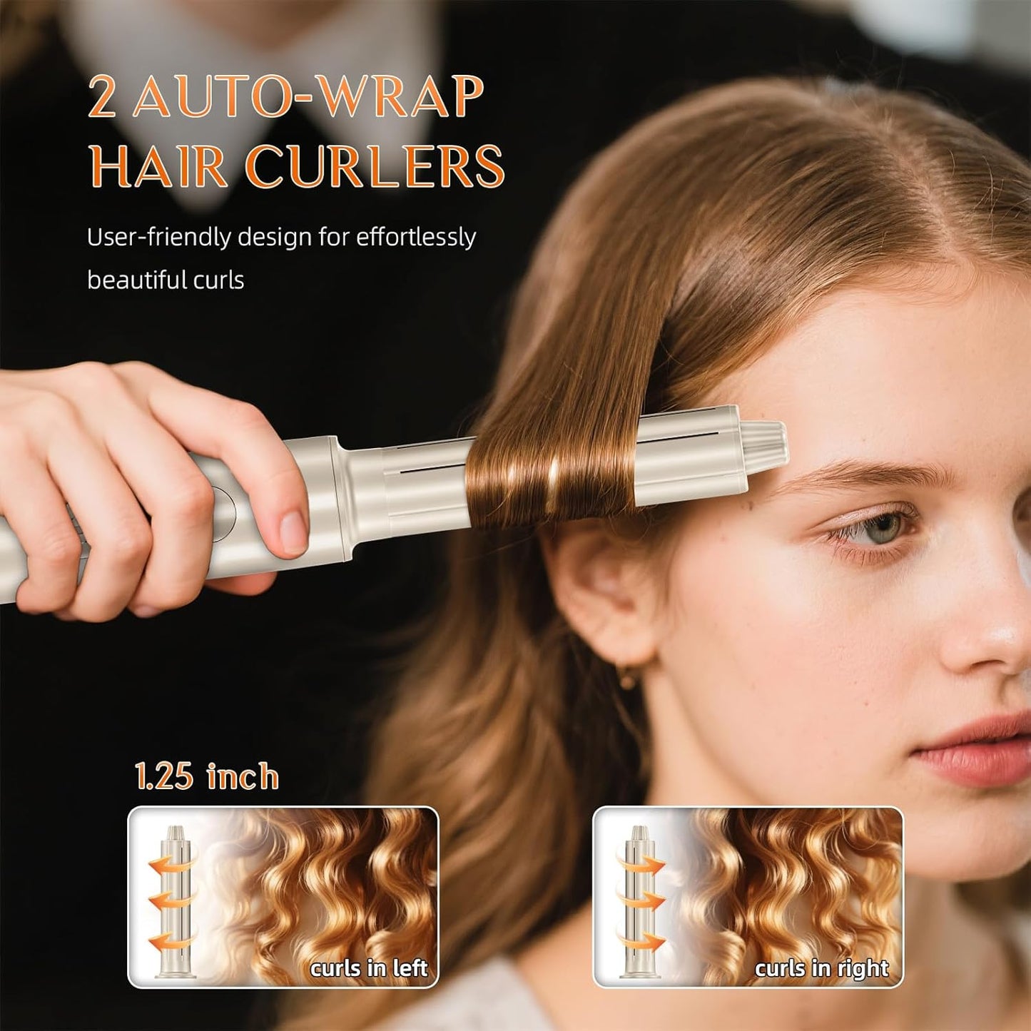 DORISILK 8 in 1 Hair Styler & Hair Dryer Brush Blow Dryer, 110,000 RPM High-Speed Hot Brush Styler and Auto Wrap Curlers, Ionic for Smoothing Straightening Curling Volumizing Drying, Champagne Gold