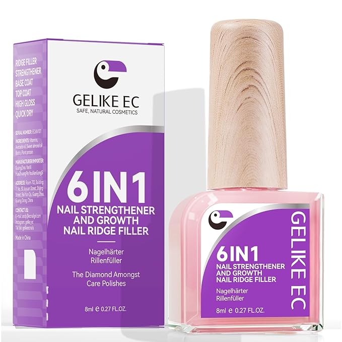 Nail Strengthener Protein for Damaged Nails: Pink 6 in 1 Natural Nail Hardener Extra Strong and Growth - Long Lasting Repair for Damaged Nails - Growth Oil for Salon Home Daily Work