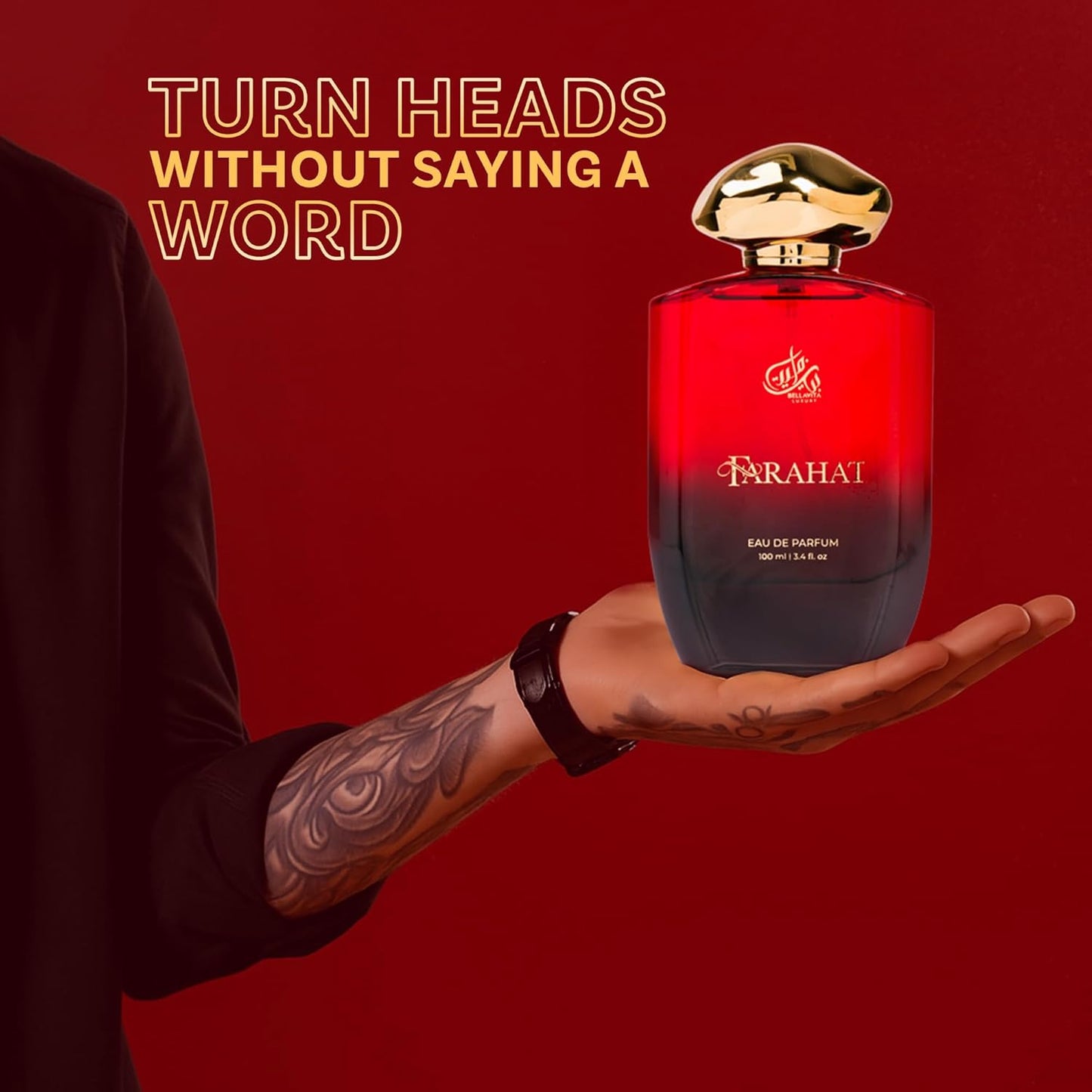 Bella Vita Luxury FARAHAT Unisex Fragrance | EDP Perfume for Men and Women | Amber Top Note | 100 ml pack | 3.4 Fl. Oz. | Woody and Amber notes | Gift for Men and Women | Eau de Parfum