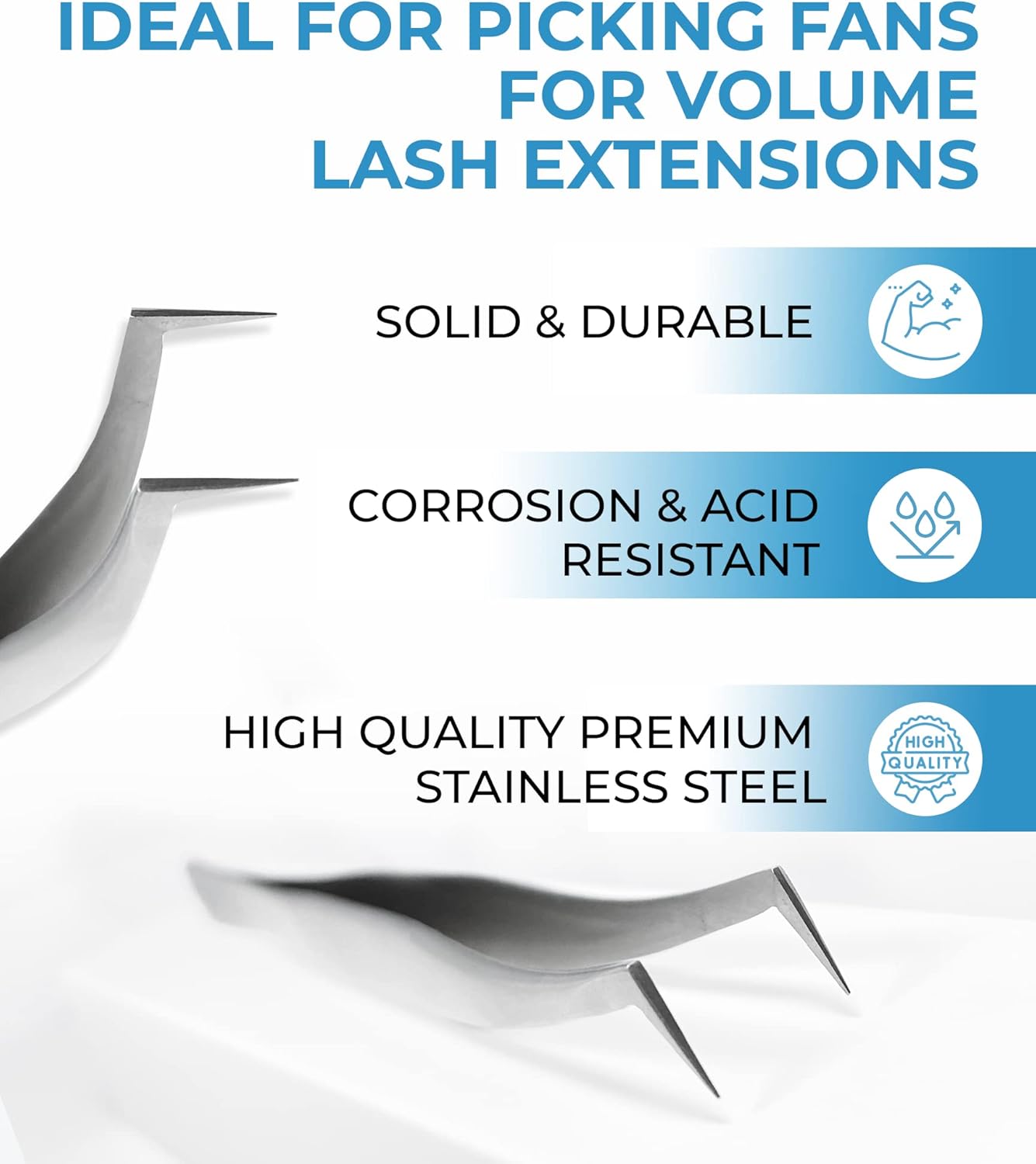 Stacy Lash STL-6 Eyelash Extension Tweezers/Precision Tool for False Lashes Application & Premade Fans/Supplies for Volume Extensions/Curved Tweezer Tip/Beauty Accessories/Eyelashes Tools