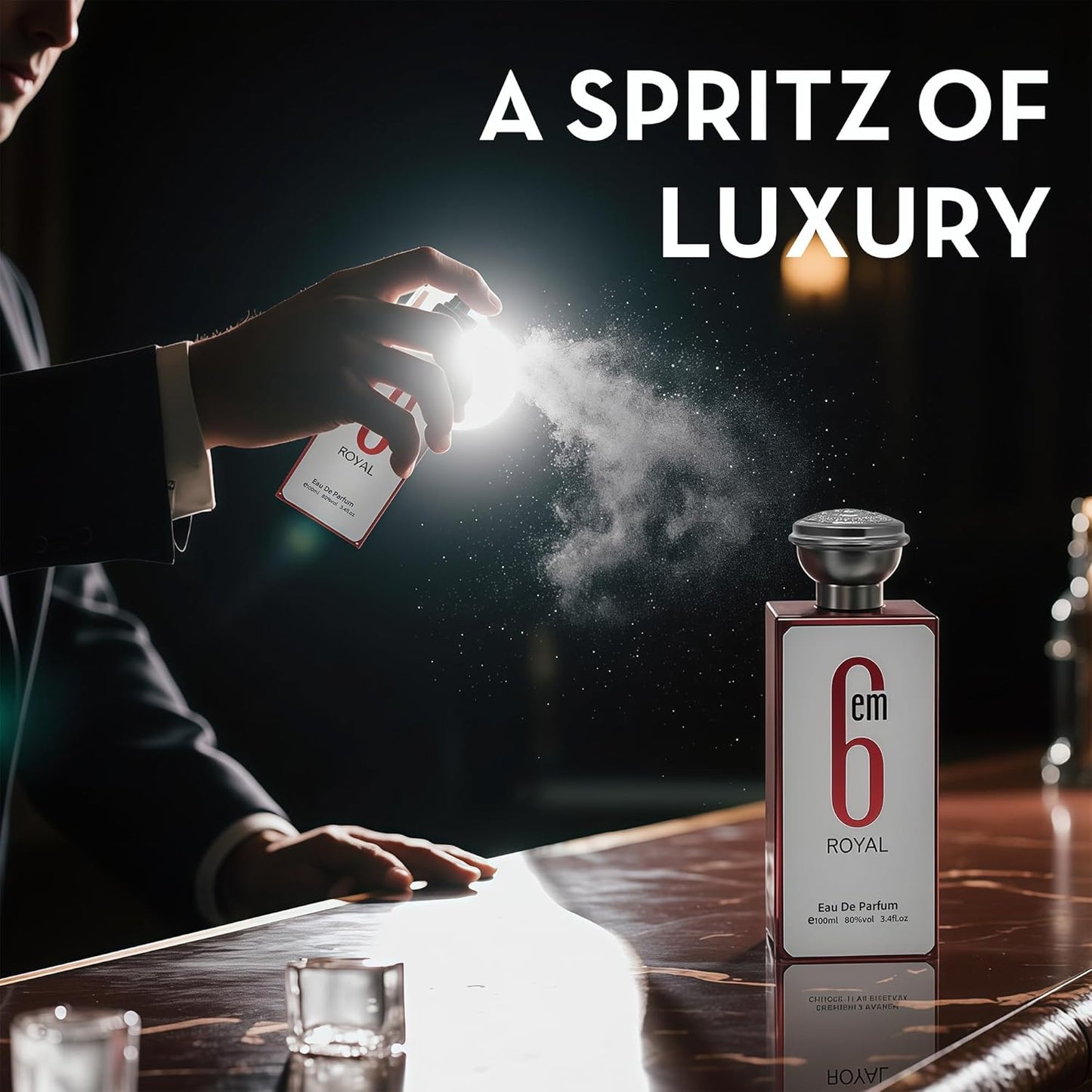 Cologne for Men 6PM Royal 3.4 Fl Oz Eau de Toilette Spray Noted with Mandarin,Pineapple,Cedarwood,Vanilla,Ambergris and Musk Fragrance Alcohol-Free Luxury Men's Perfume for Daily Use