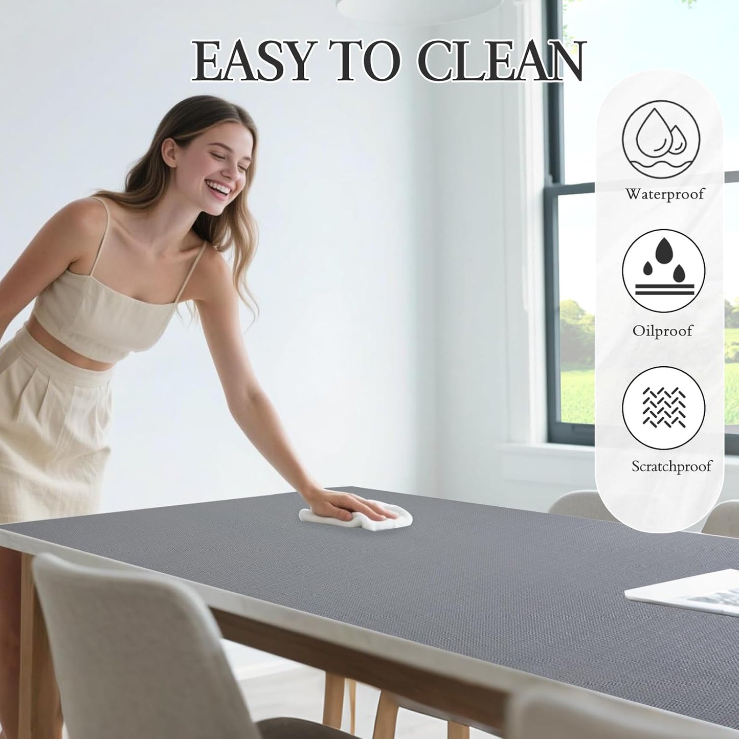 Beautysaid Shelf and Drawer Liner for Kitchen Cabinet, Non Adhesive Non Slip Shelf Paper Waterproof Washable Thickened for Dresser Pantry Shelve Bathroom Protector Liner(Gray,23.6 in x 10 FT)