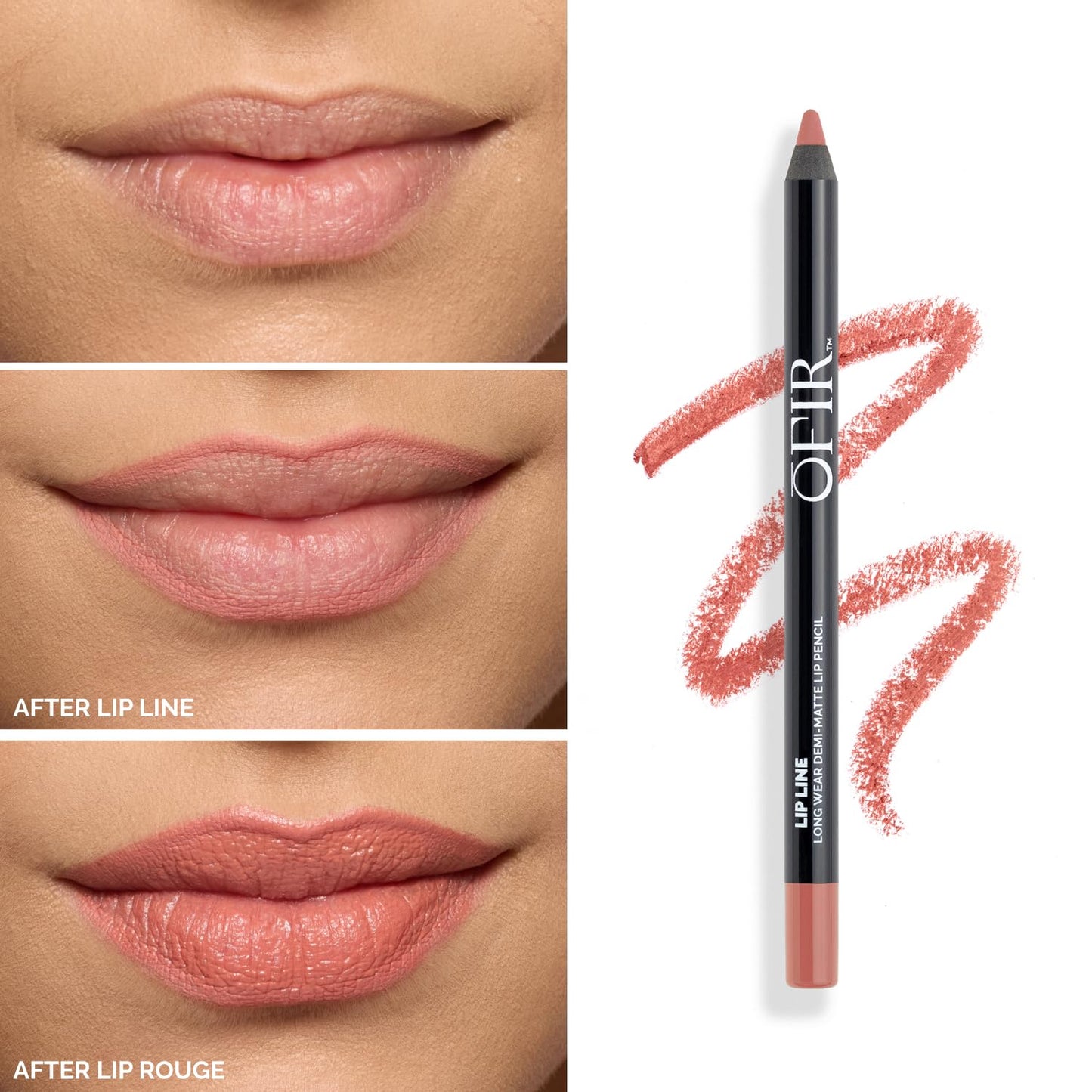 OFIR Longwear Demi-Matte Lip Pencil | Smudge-Proof, Easy Glide, Hydrating, Long-Lasting Color | Pink Smoothie - Neutral Blush Lip Liner Pencil | 0.042 OZ