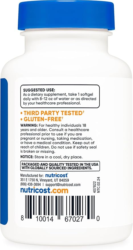 Nutricost Biotin (5,000mcg) 150 Softgels - Vitamin B7 - Gluten Free, Non-GMO