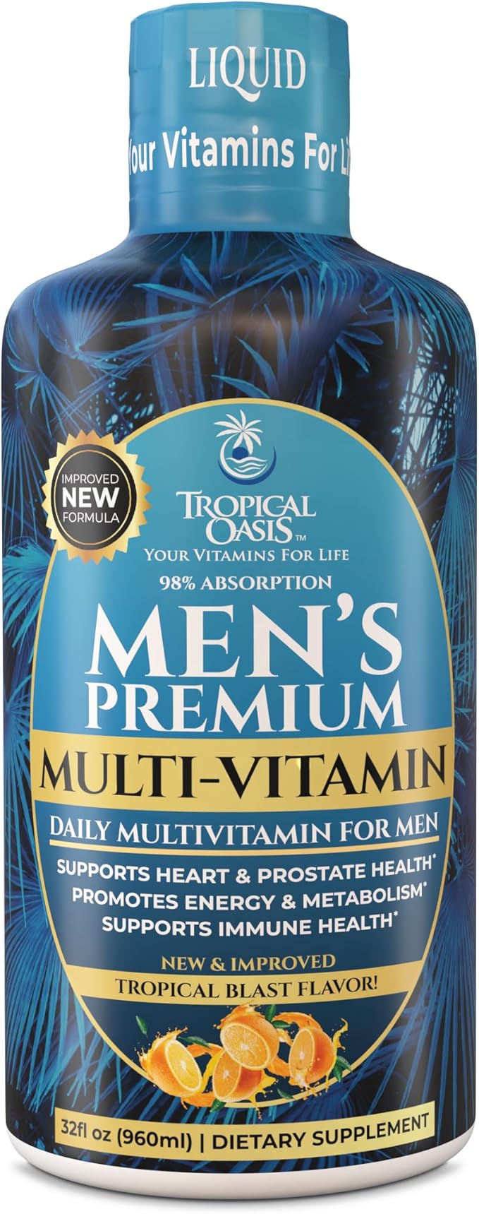 Premium Liquid Multivitamin for Men | Sugar Free Men’s Multi-Vitamin | 100+ Vitamins, Minerals & Amino Acids to Support Muscle, Heart, Brain Health & Energy | 98% Absorption Rate | Non-GMO | 32 Serv