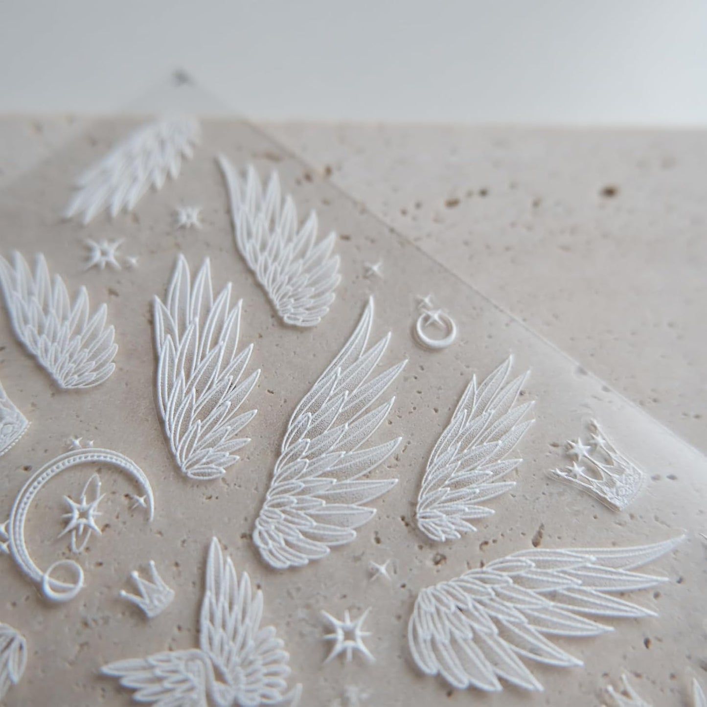 White Wings Nail Art Stickers, Embossed Decals, Self-Adhesive Design, Accessories and Supplies for Women