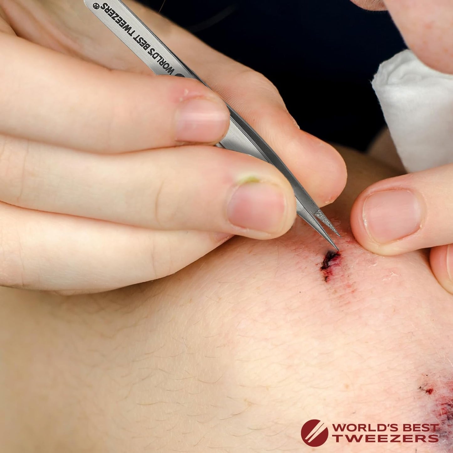 World's Best Tweezers Splinter Out Needle Nose Tweezers - High Precision Fine Point Stainless Steel for Ingrown Hair, Ticks, Glass Removal - Diamond Tip Professional Tool for Face & Eyebrows