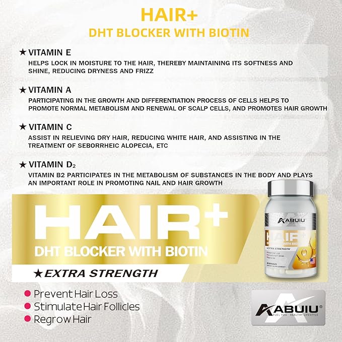 Biotin for Hair Growth Women Men - Third-Party Tested Biotin Supplement 5000 mcg, with Vitamin C E B12 B6 A Support Strong Nails Skincare Hair Health - USA Made - 120 Capsules / 2 Packs