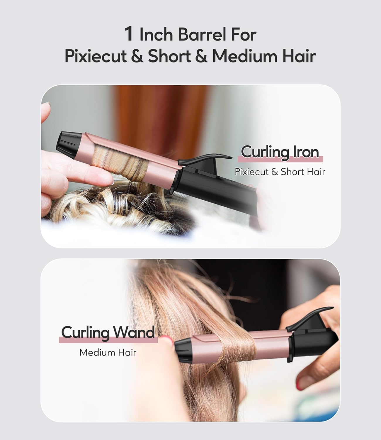 1 Inch Dual Voltage Ceramic Curling Iron with Keratin & Argan Oil, Mini Hair Curler, Travel Size with Storage Bag