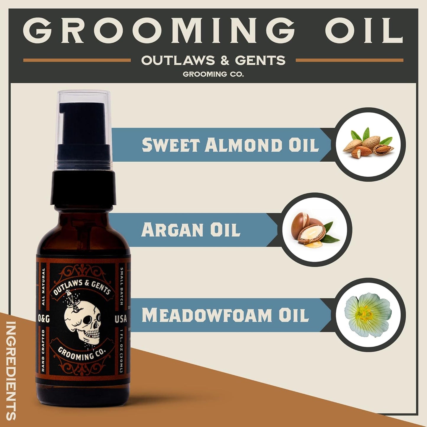 Outlaws & Gents Grooming Co. Clove and Orange Grooming Oil - All-Natural Beard and Hair Oil for Men - Moisturizes and Softens Hair, Reduces Itchiness and Flakiness