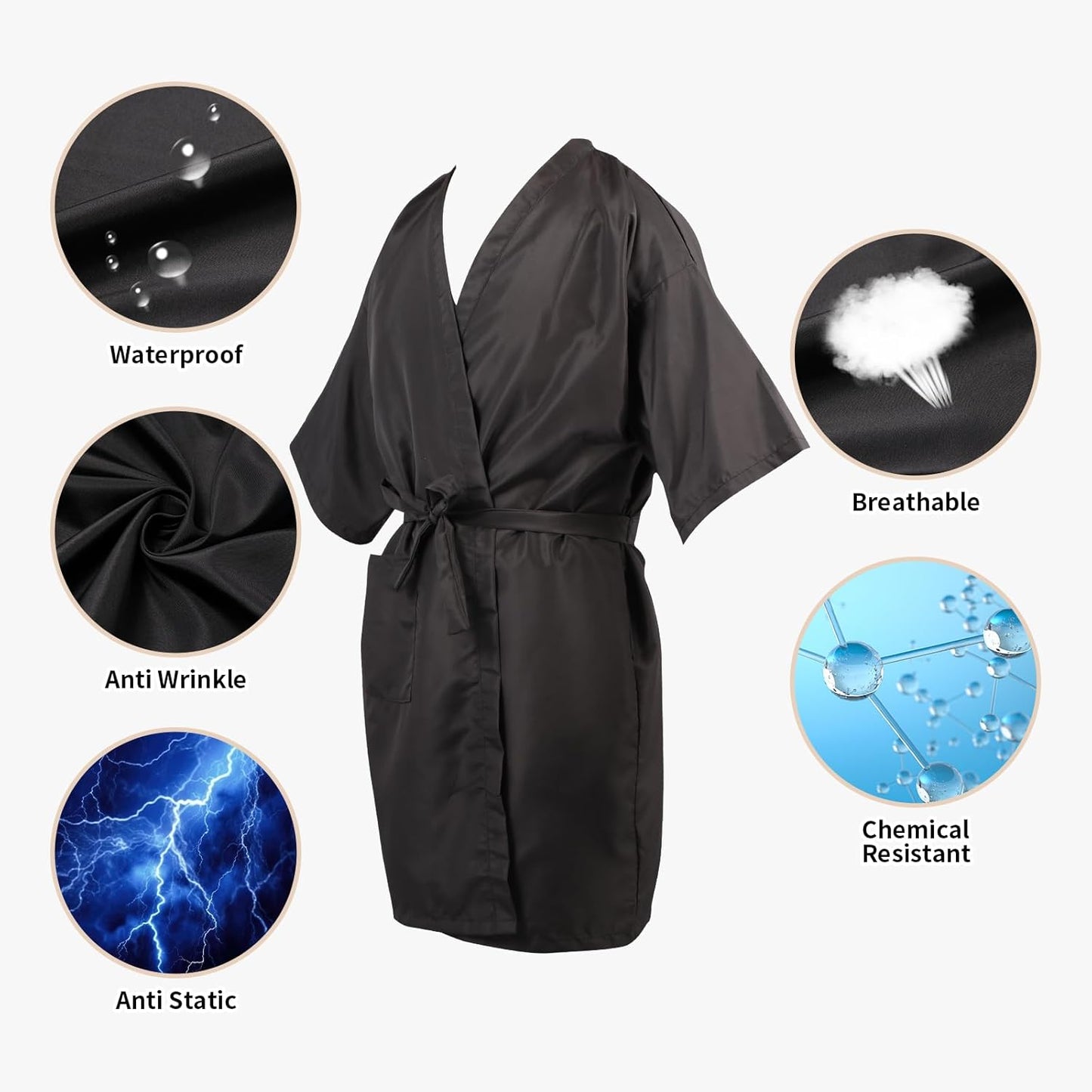 Salon Client Gown Robes Cape Hair Cutting Smock with Adjustable Tie for Hair Cutting Barber Hairstyling