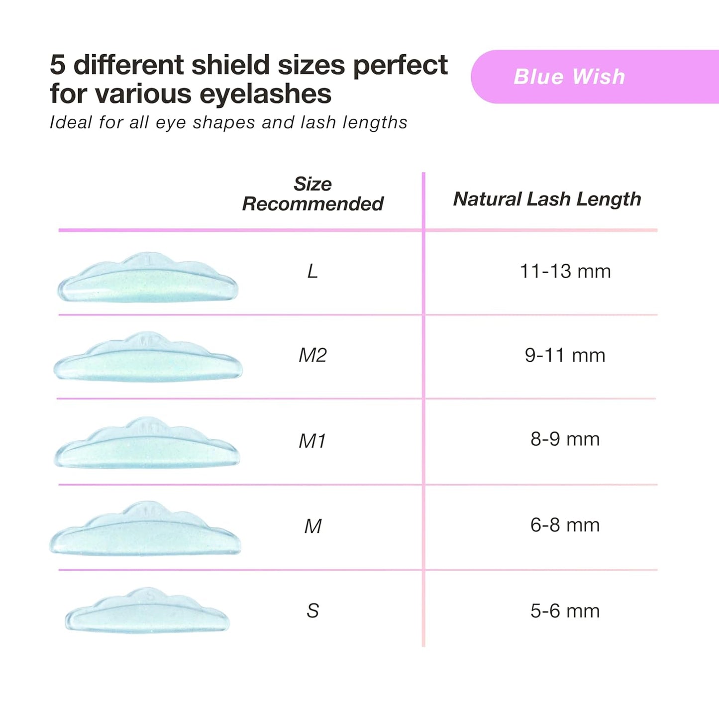 Curacoro Lash Lift Shields, 10 Pcs/5 Sizes Eyelash Perm Pad, Lash Rods for Eyelash Curling and Lifting, Reusable Silicone Tools For Perm Lamination