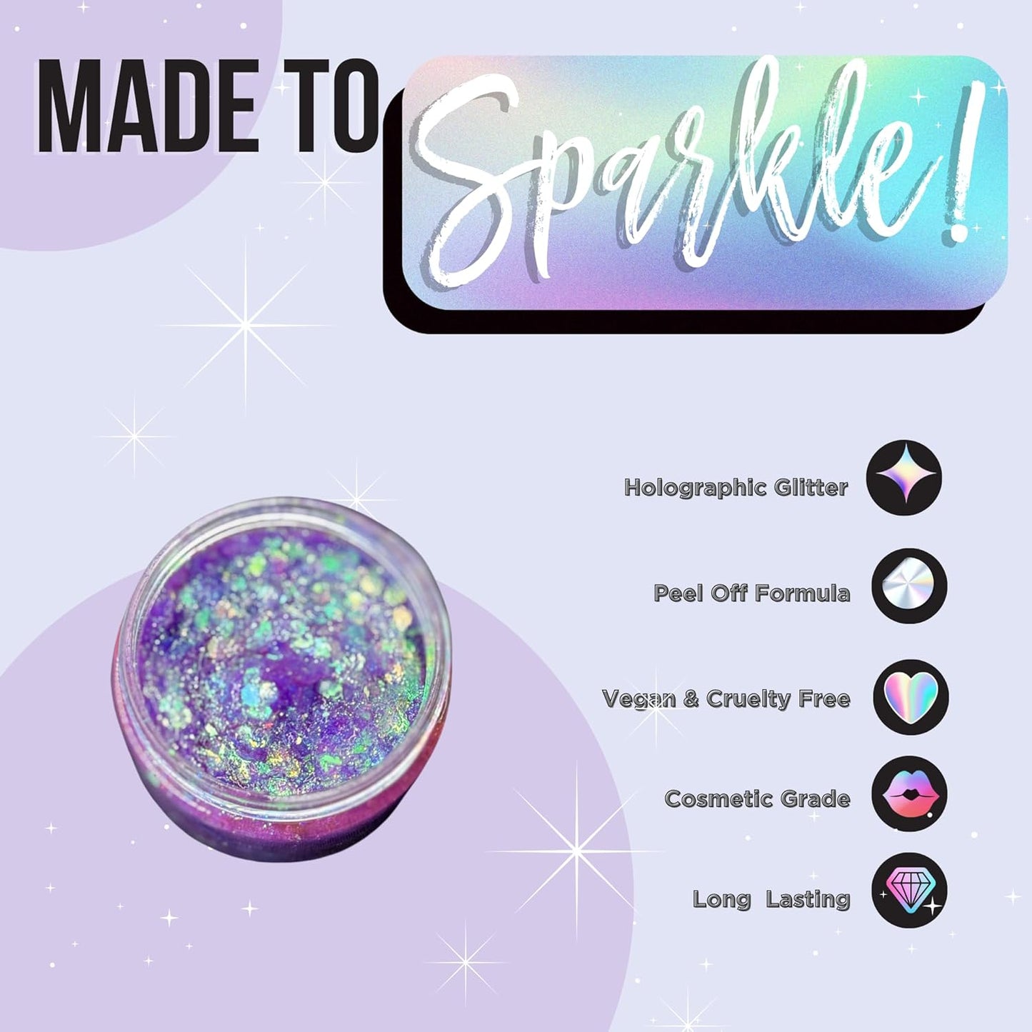 Stunt Trainer Cheer Glitter Face Body Makeup Peel Off Gel Chunky Holographic 15 Colors 1.6oz Vegan Cruelty Free Nontoxic Cheerleader Cheerleading Makeup