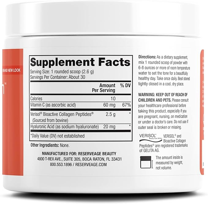 Reserveage Resveratrol & Collagen Replenish Powder - Resveratrol & Collagen Supplement with Hyaluronic Acid and Vitamin C - 60 Resveratrol Capsules, 2.75-Ounce Collagen Powder