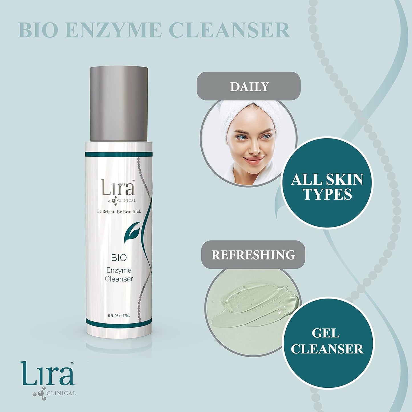 Lira Clinical BIO Enzyme Cleanser for Oily Skin Control - Papaya Enzyme Gel Face Wash - Hydrophilic Exfoliating Facial Cleanser - Deep Cleansing Skincare with Resurfacing and Hydrating Care - 6 Oz
