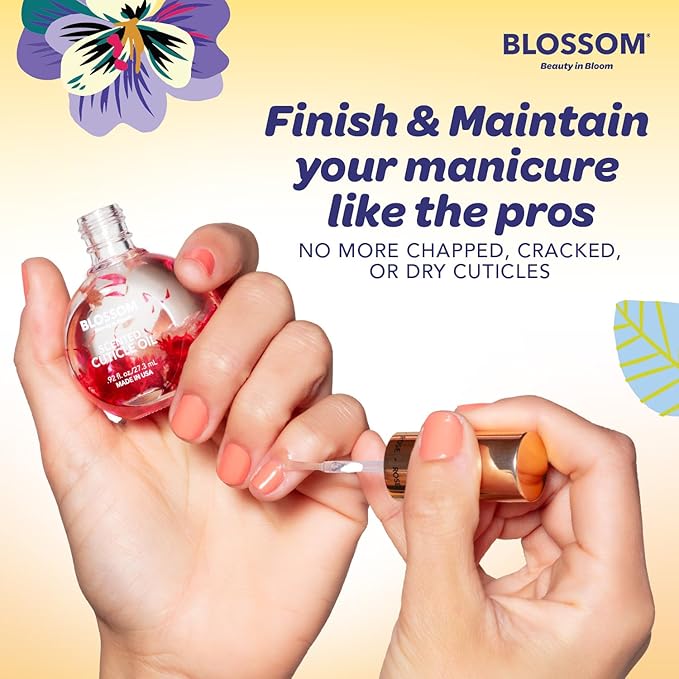 Blossom Cuticle Oil for Nails, Hydrating, Moisturizing, Gourmand Scented Nail Oil Cuticle Care, Infused with Real Flowers, Made in USA, 0.5 fl. oz, Glazed Donut