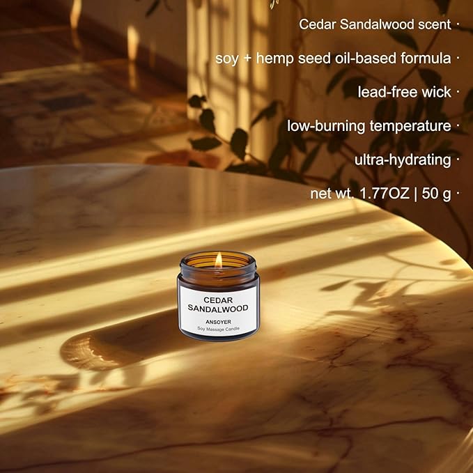 Massage Candle, Soy + Hemp Seed Oil Based - Body Oil & Lotion Candle - Home SPA for Relaxation - 1.77OZ