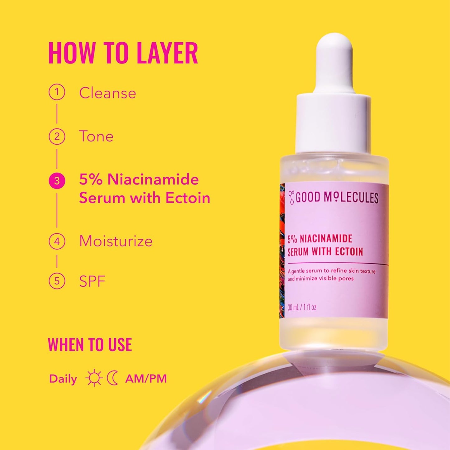Good Molecules 5% Niacinamide Serum With Ectoin - Ultra Hydrating Serum to Target Enlarged Pores, and Acne - Moisturizing, Pore Minimizer for Face - Skin Care