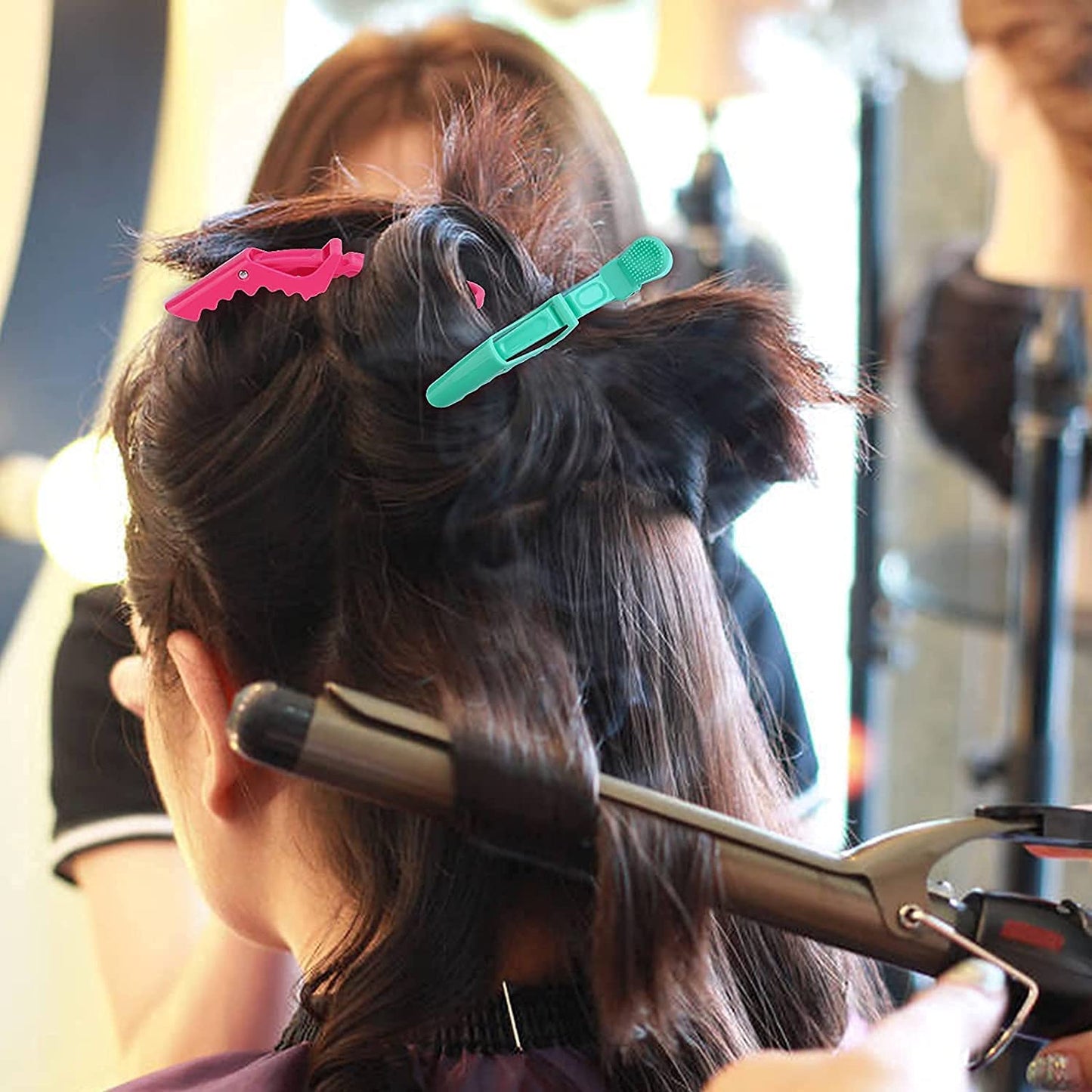 10pcs/set Croc Clips Transparent Plastic Hairdresser Clips Hair Styling Sectioning Barrettes Professional Non Slip Alligator Clips Salon DIY Accessories(10pcs-Watermelon Red)