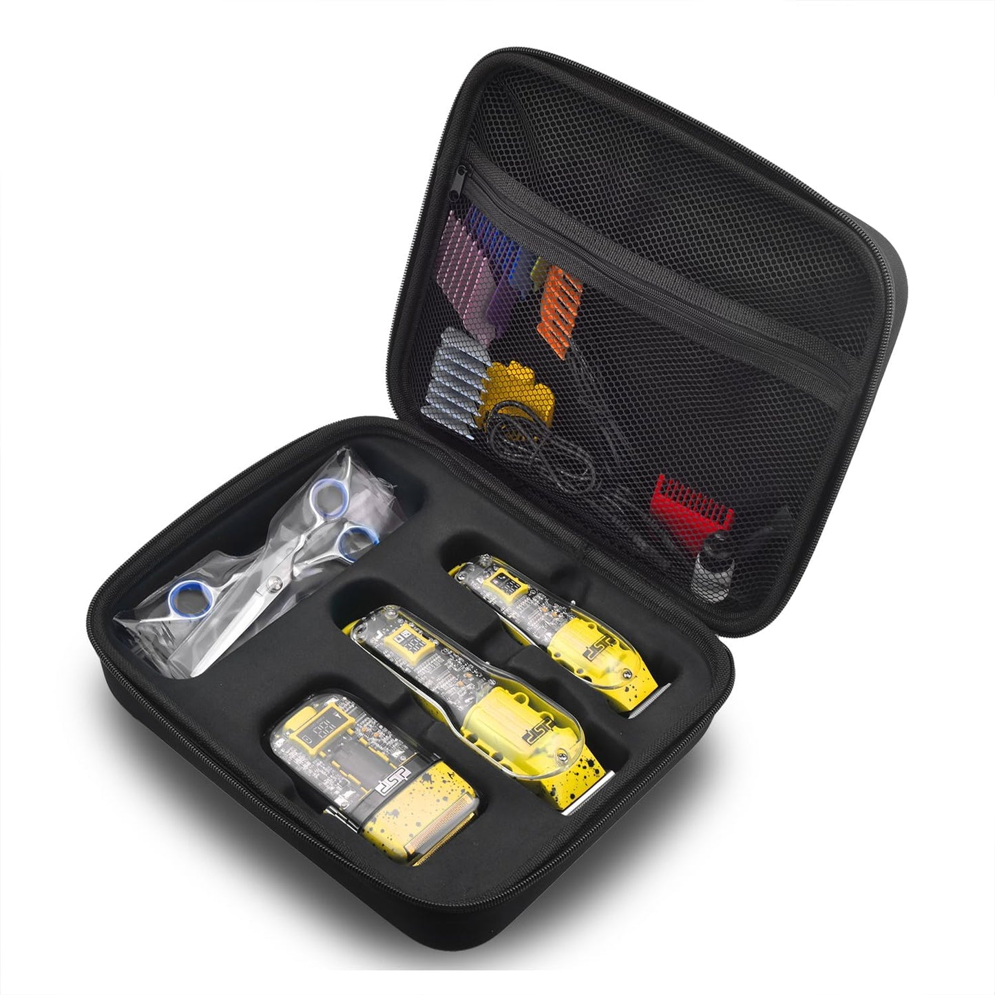 DSP Hair Clipper, Trimmer, Shaver Kits for Men Professional Barber Clipper and Trimmer Sets with Travel Case, Rechargeable, LED Display, Yellow