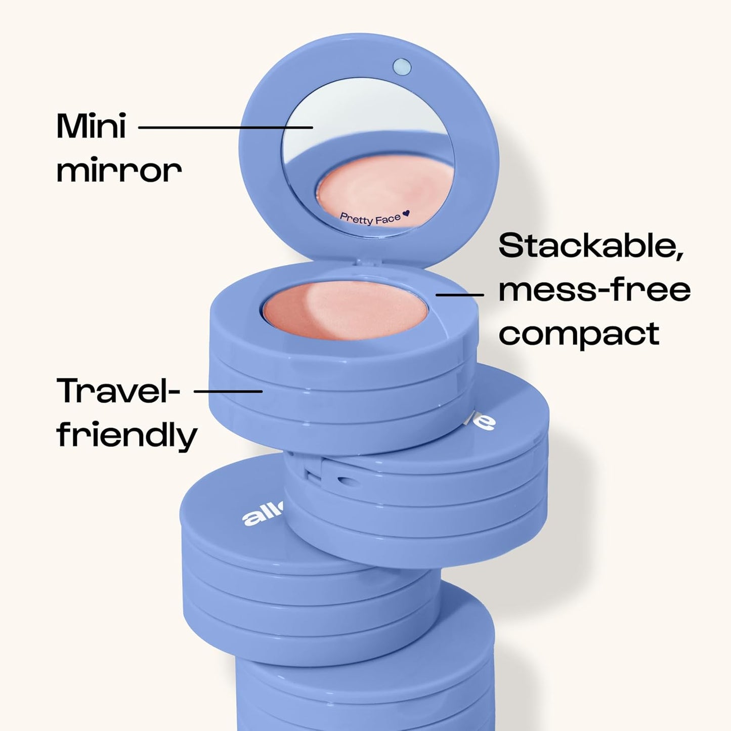 Alleyoop Stack The Odds - Stackable Makeup Palette - Cream Blush, Contour, Bronzer & Highlighter Blendable Cream Make up Palette - Natural, Glowy Finish - Makeup Stacks for Travel, Cocktail Hour